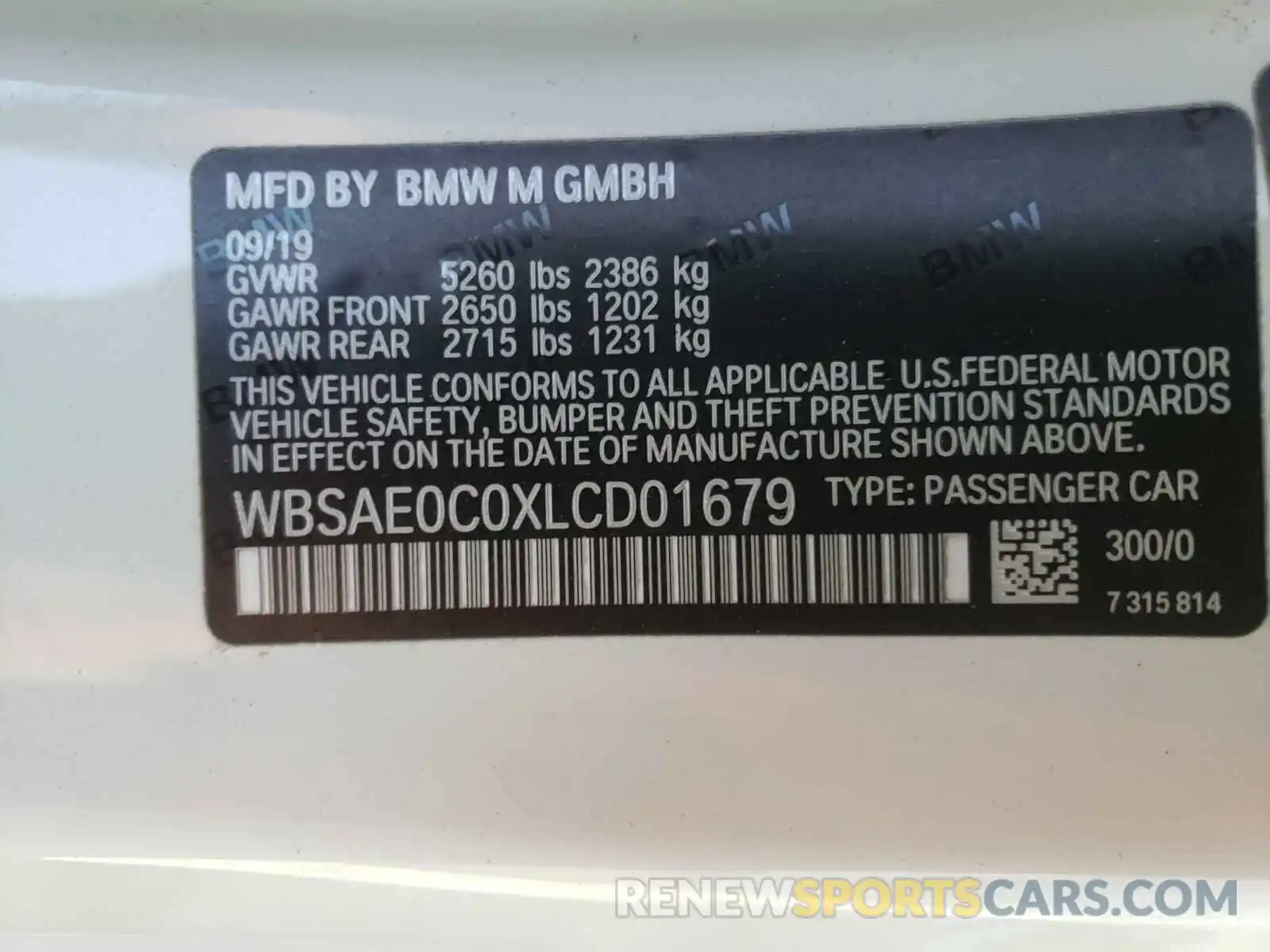 10 Фотография поврежденного автомобиля WBSAE0C0XLCD01679 BMW M8 2020