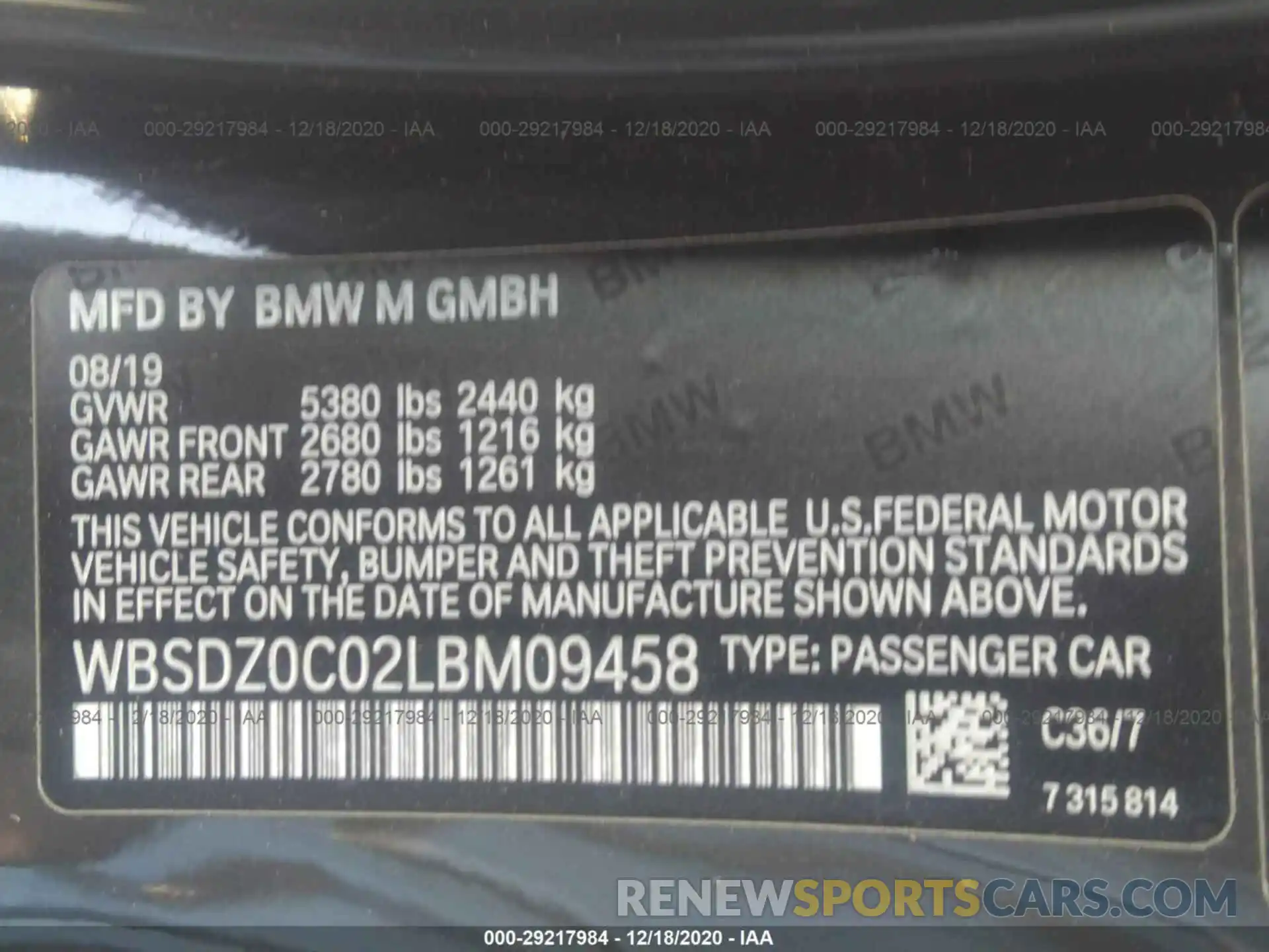 9 Photograph of a damaged car WBSDZ0C02LBM09458 BMW M8 2020