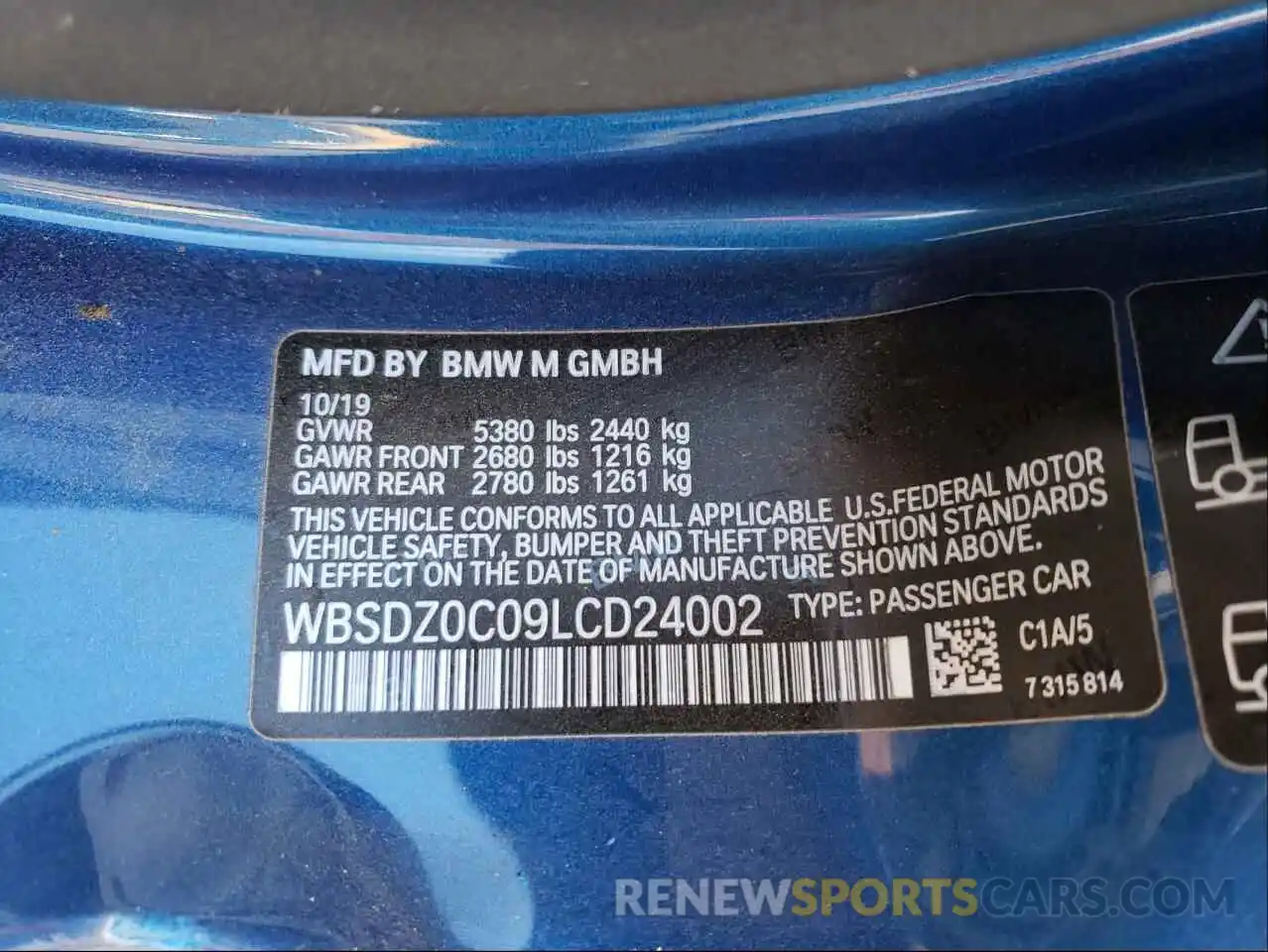 10 Фотография поврежденного автомобиля WBSDZ0C09LCD24002 BMW M8 2020