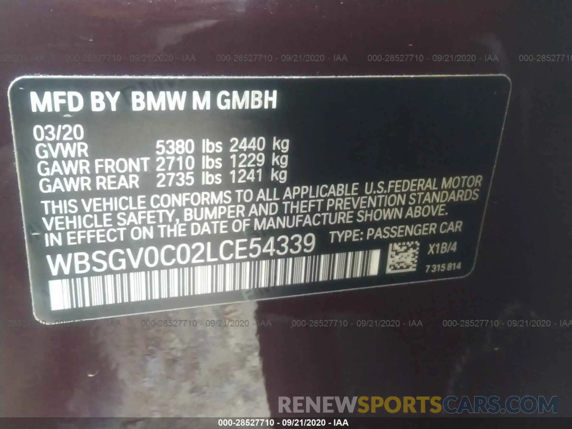 9 Фотография поврежденного автомобиля WBSGV0C02LCE54339 BMW M8 2020