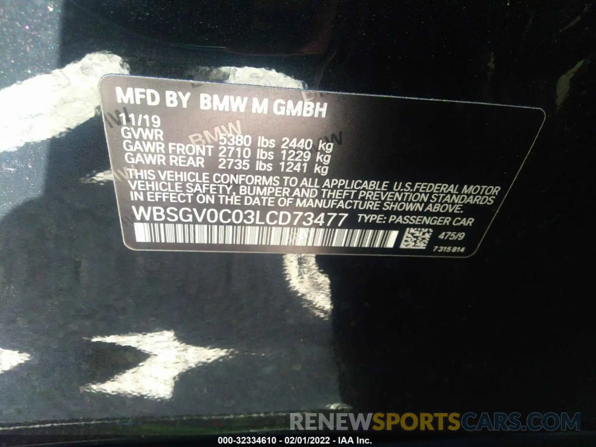 9 Photograph of a damaged car WBSGV0C03LCD73477 BMW M8 2020