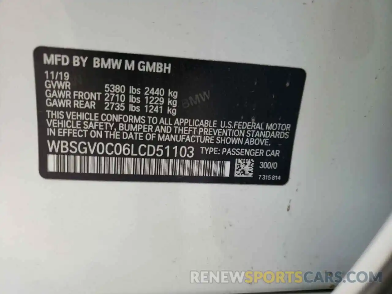 10 Фотография поврежденного автомобиля WBSGV0C06LCD51103 BMW M8 2020