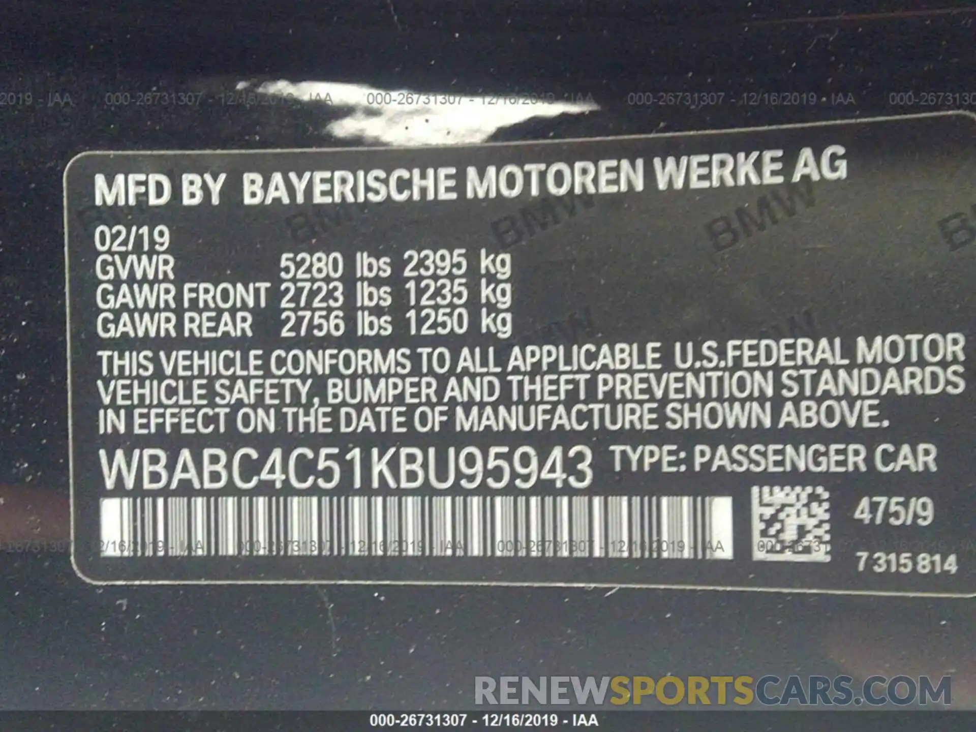 9 Photograph of a damaged car WBABC4C51KBU95943 BMW M850XI 2019