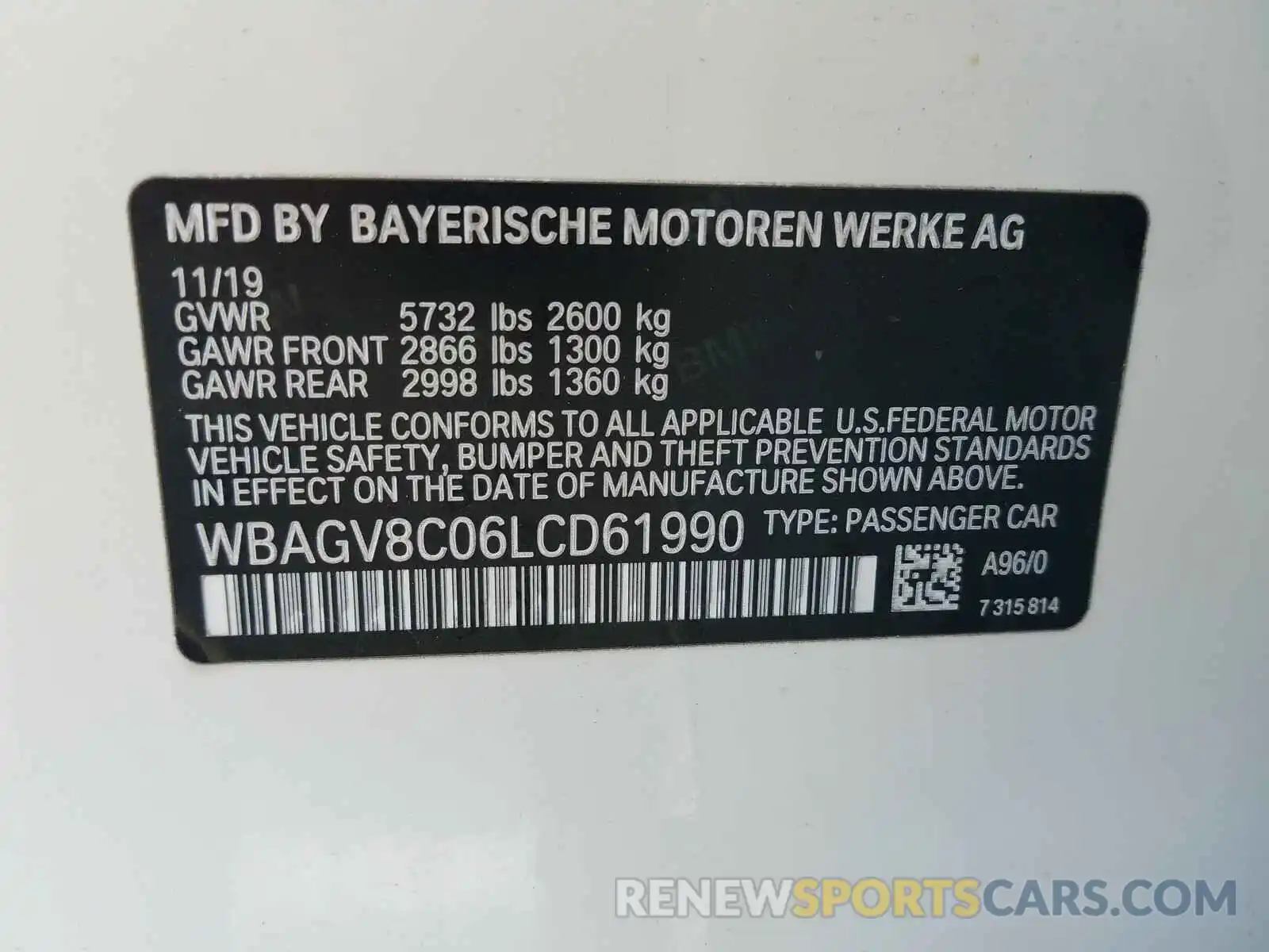10 Photograph of a damaged car WBAGV8C06LCD61990 BMW M850XI 2020