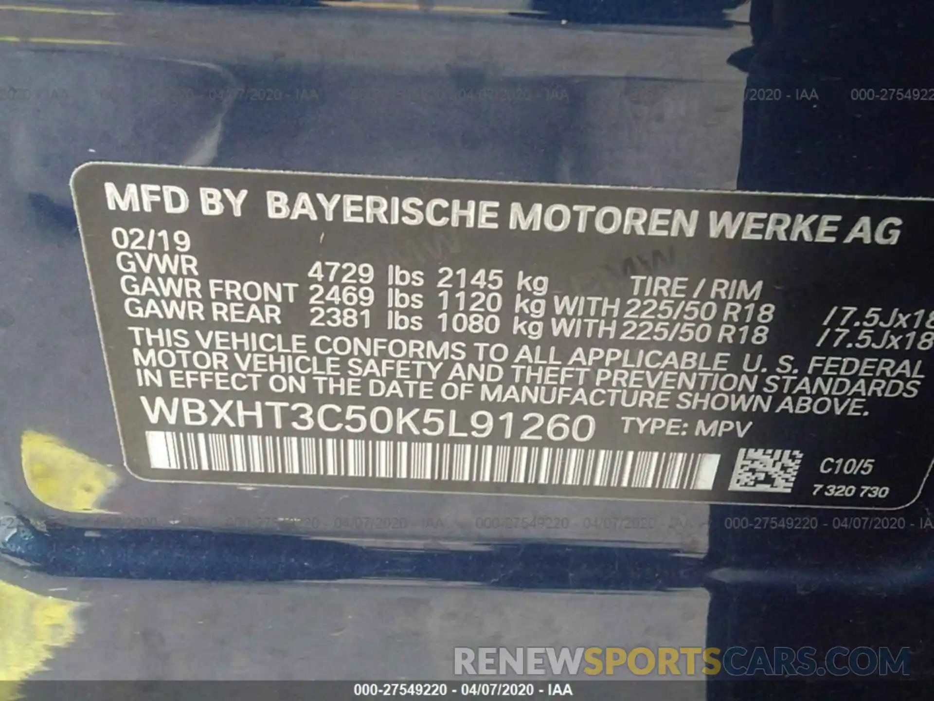 9 Photograph of a damaged car WBXHT3C50K5L91260 BMW X1 2019
