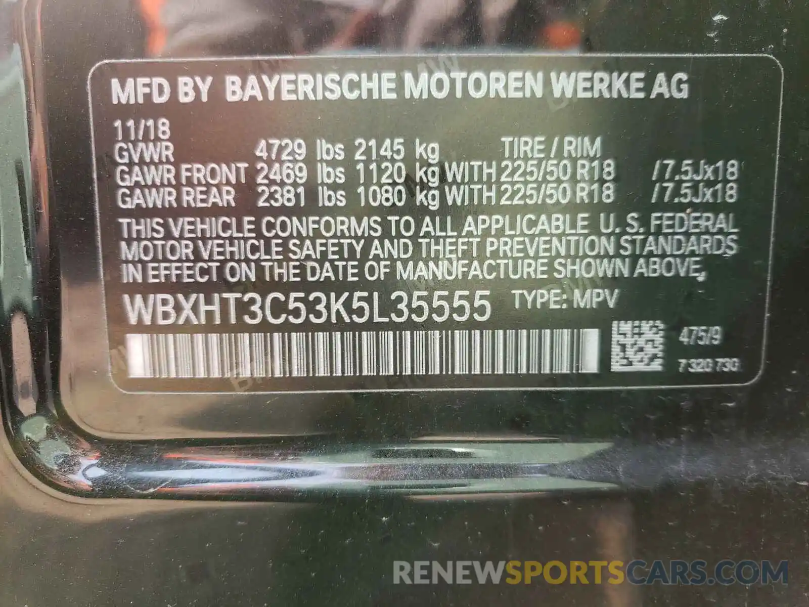 10 Photograph of a damaged car WBXHT3C53K5L35555 BMW X1 2019