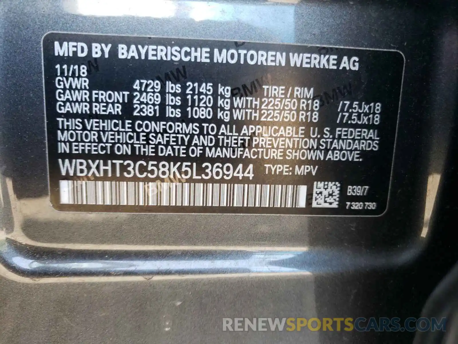 10 Фотография поврежденного автомобиля WBXHT3C58K5L36944 BMW X1 2019