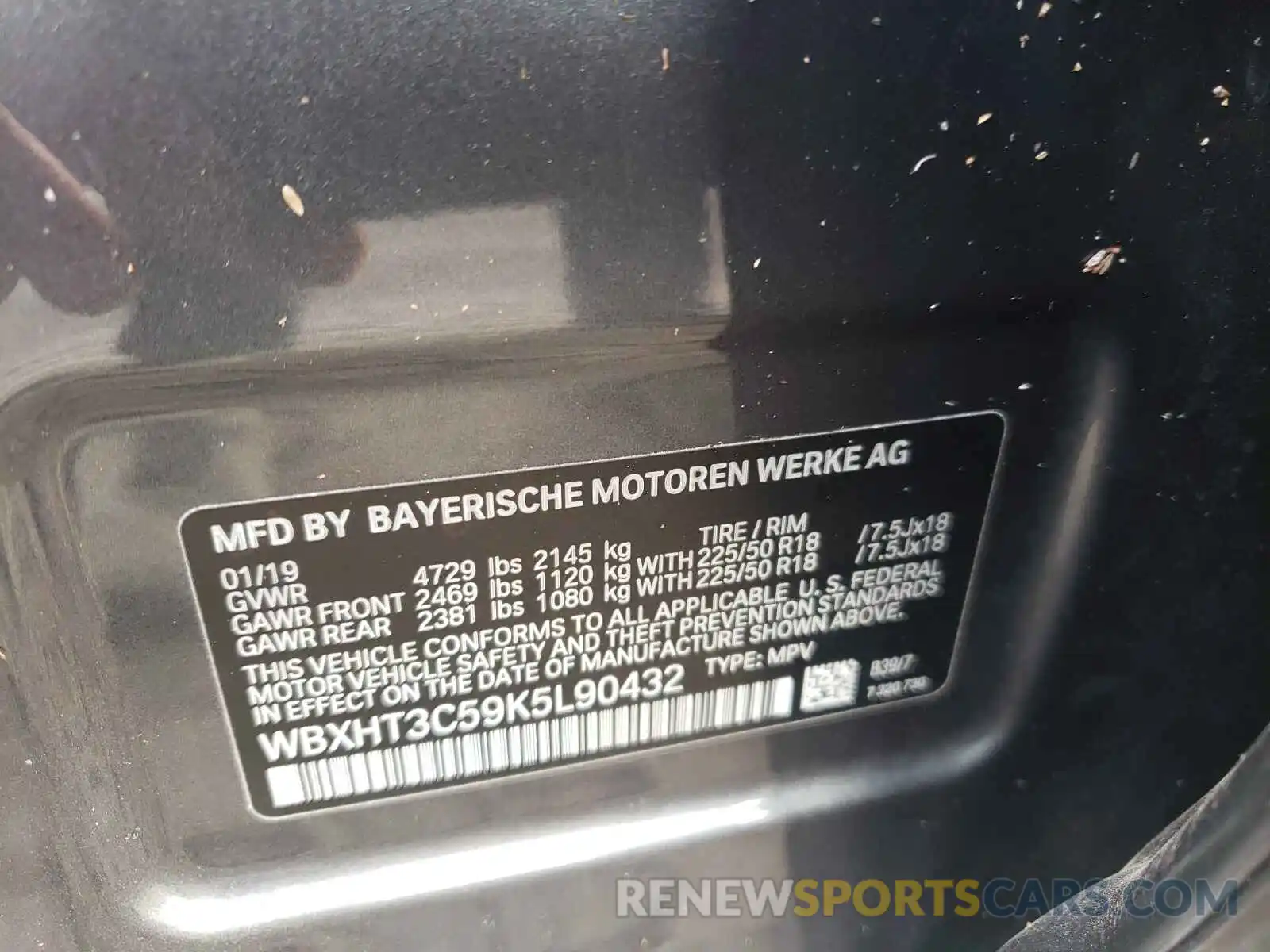 10 Photograph of a damaged car WBXHT3C59K5L90432 BMW X1 2019