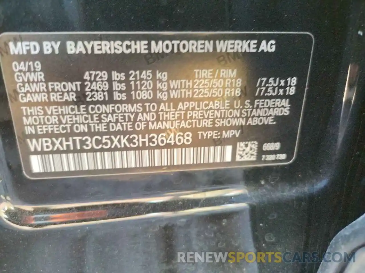 10 Фотография поврежденного автомобиля WBXHT3C5XK3H36468 BMW X1 2019