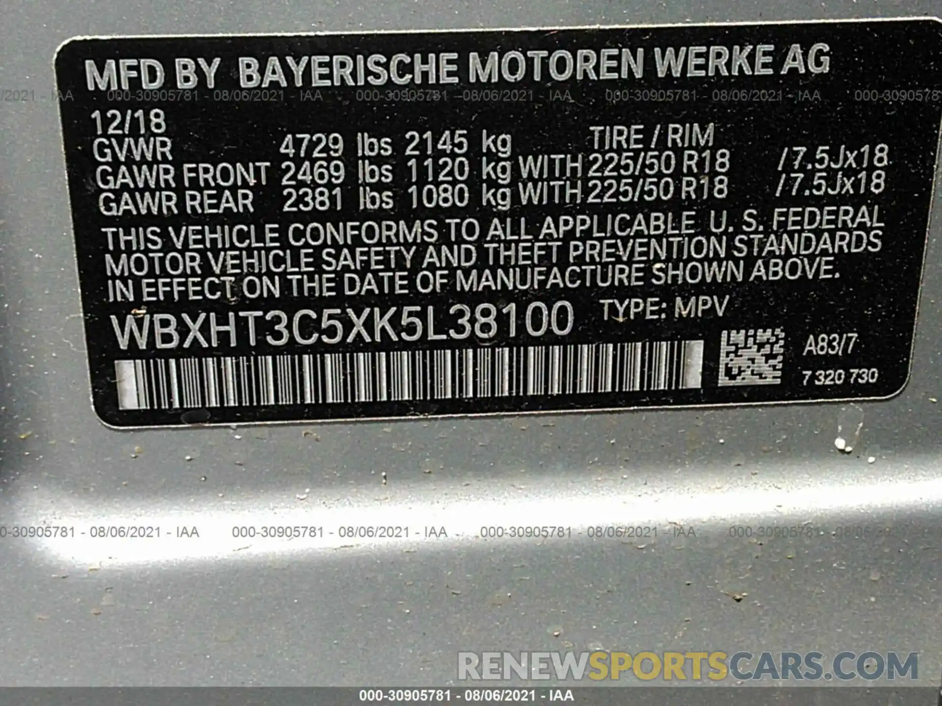 9 Фотография поврежденного автомобиля WBXHT3C5XK5L38100 BMW X1 2019