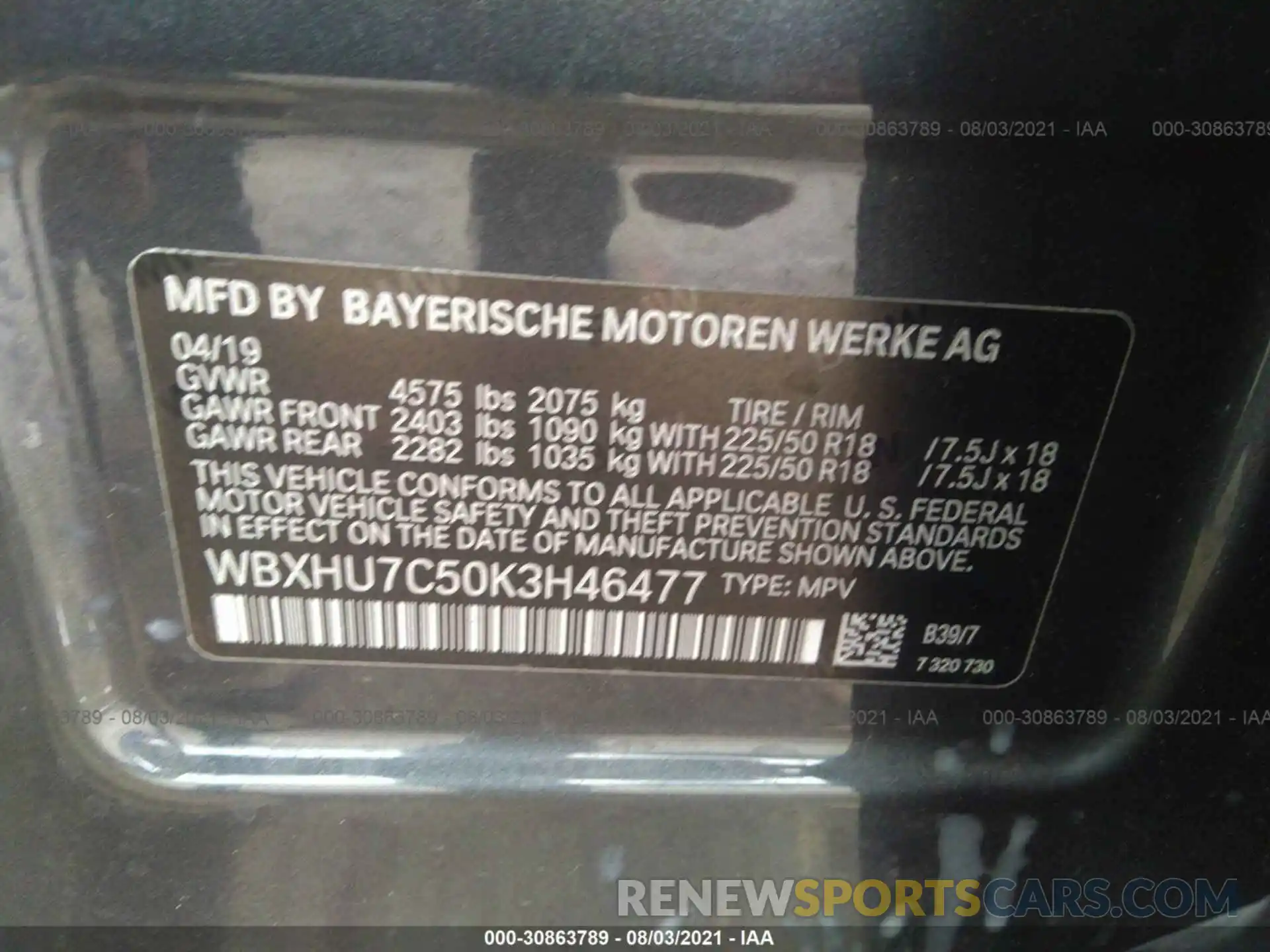 9 Фотография поврежденного автомобиля WBXHU7C50K3H46477 BMW X1 2019