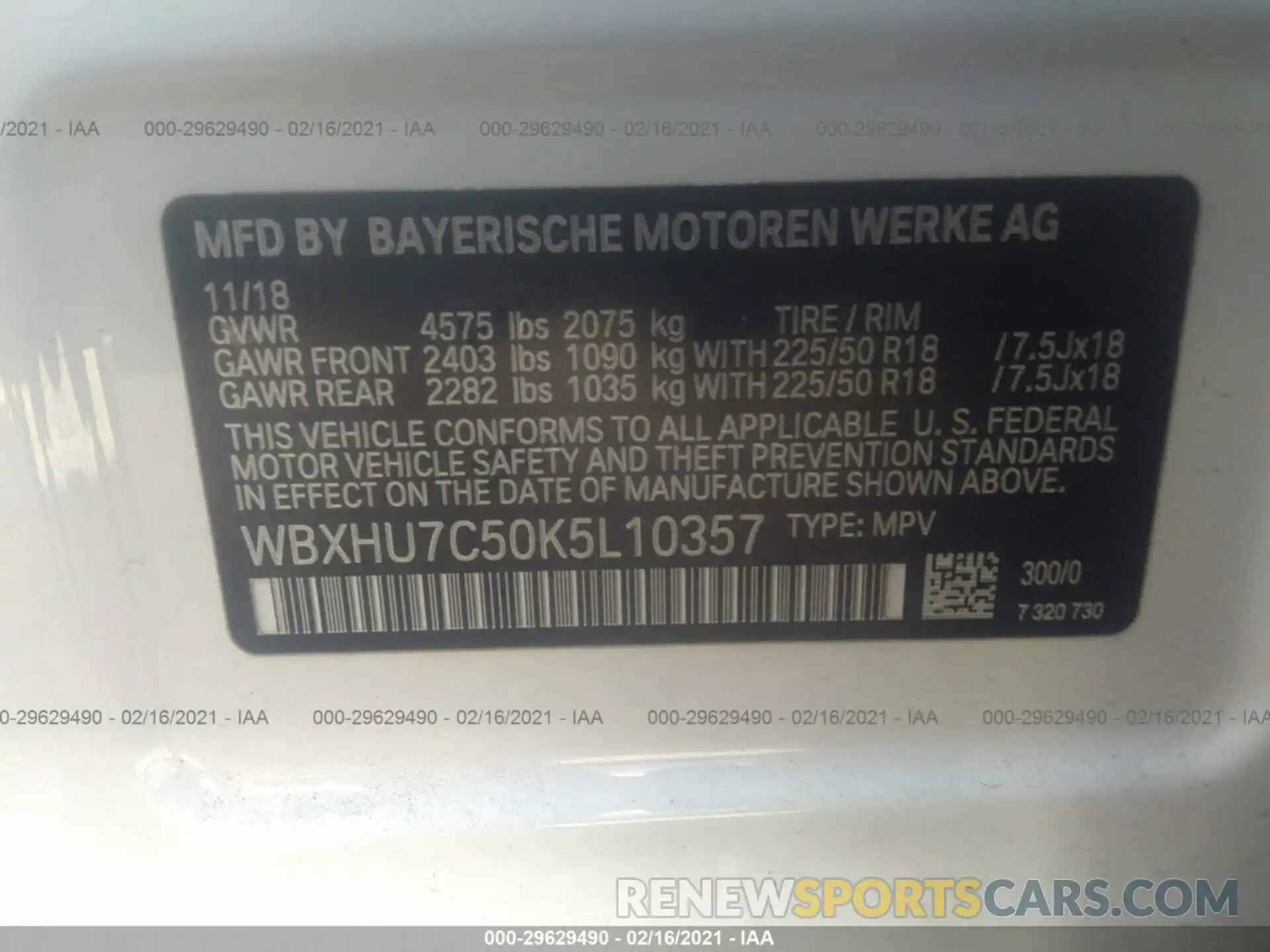9 Photograph of a damaged car WBXHU7C50K5L10357 BMW X1 2019