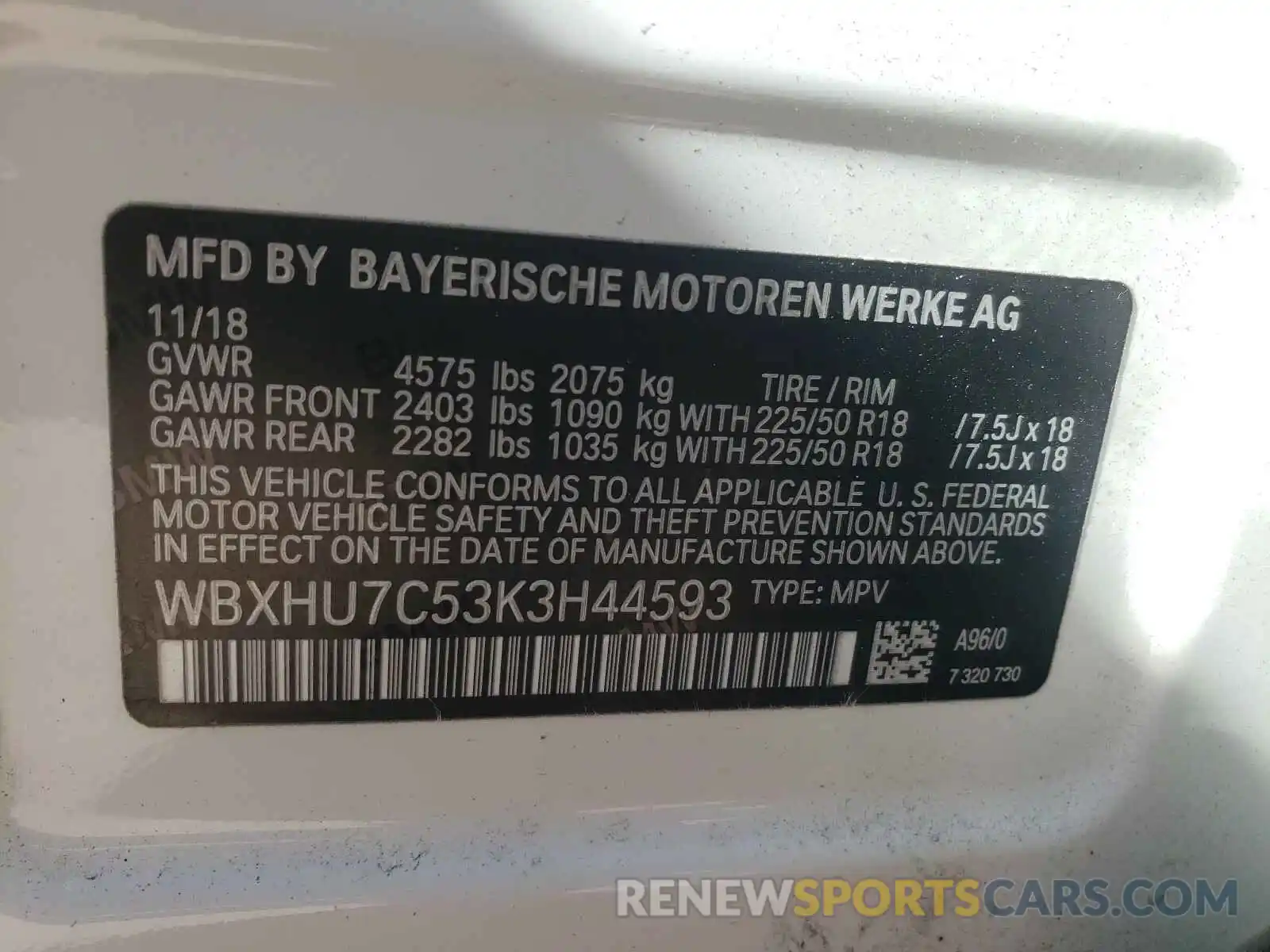 10 Photograph of a damaged car WBXHU7C53K3H44593 BMW X1 2019