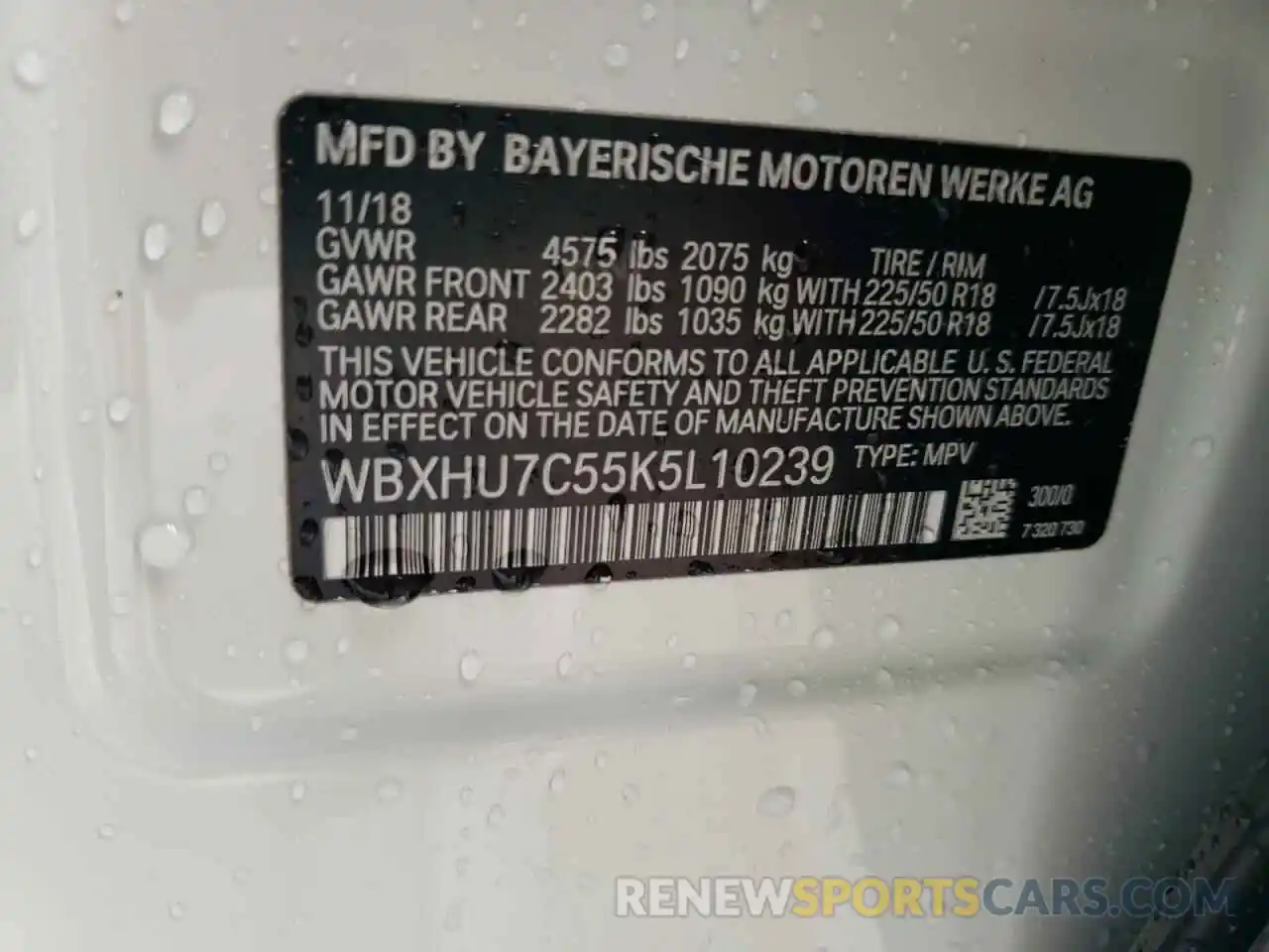 10 Photograph of a damaged car WBXHU7C55K5L10239 BMW X1 2019