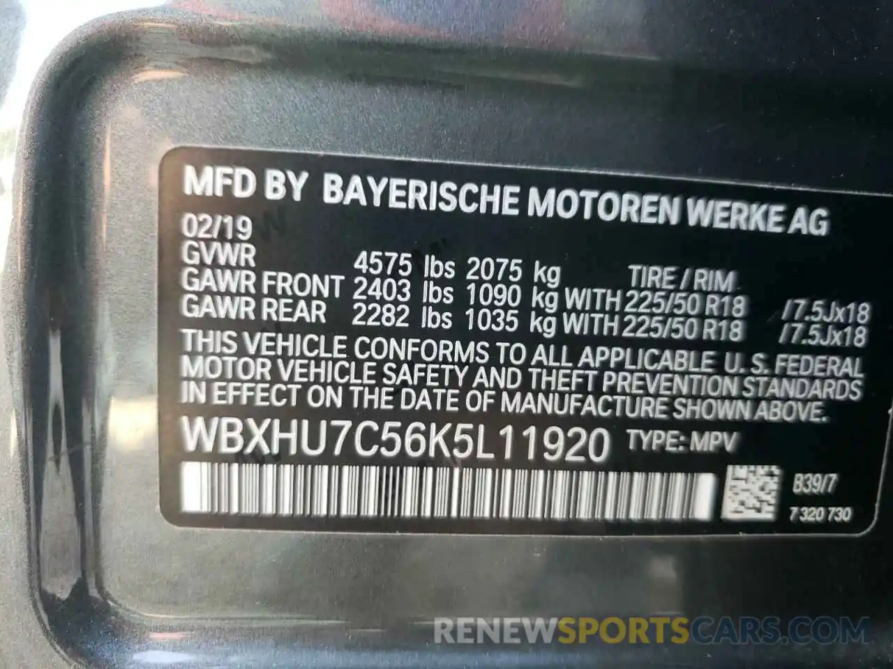 10 Photograph of a damaged car WBXHU7C56K5L11920 BMW X1 2019