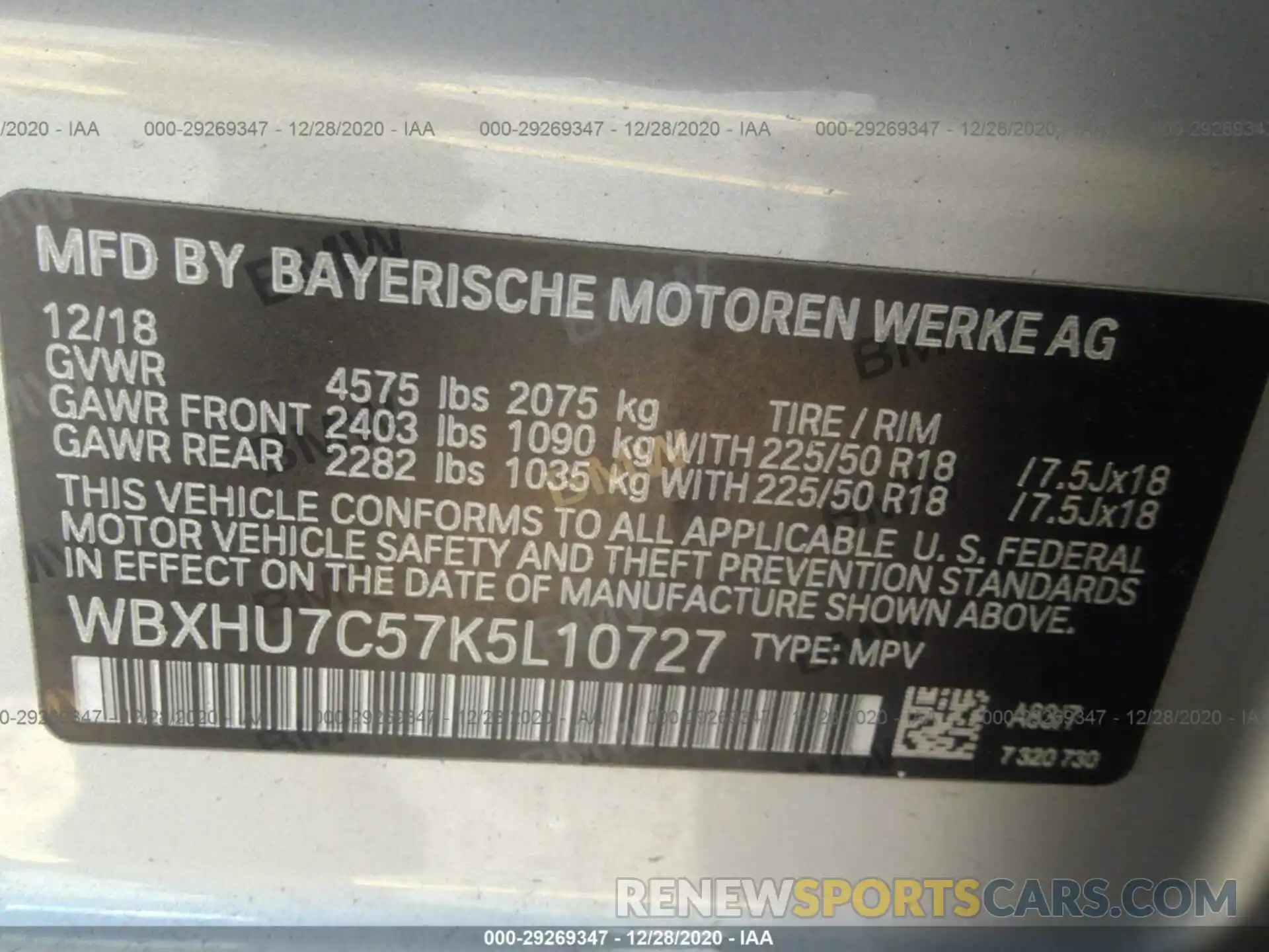 9 Photograph of a damaged car WBXHU7C57K5L10727 BMW X1 2019