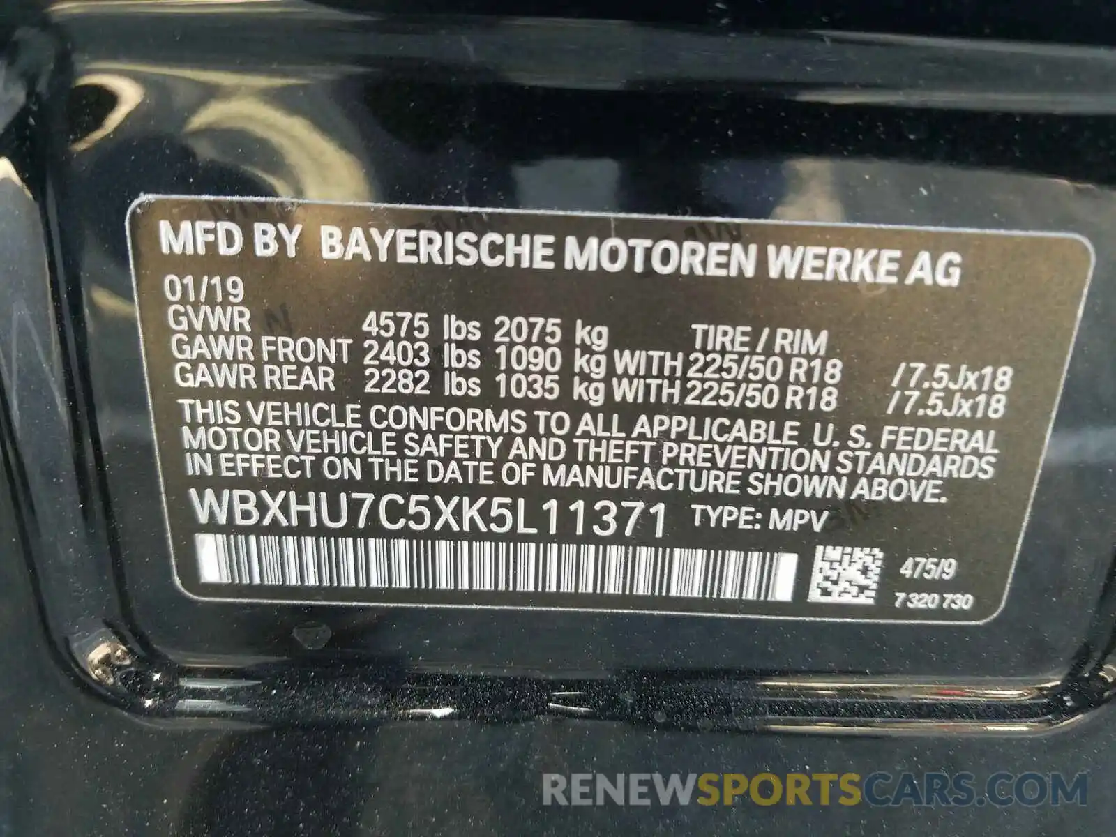10 Photograph of a damaged car WBXHU7C5XK5L11371 BMW X1 2019