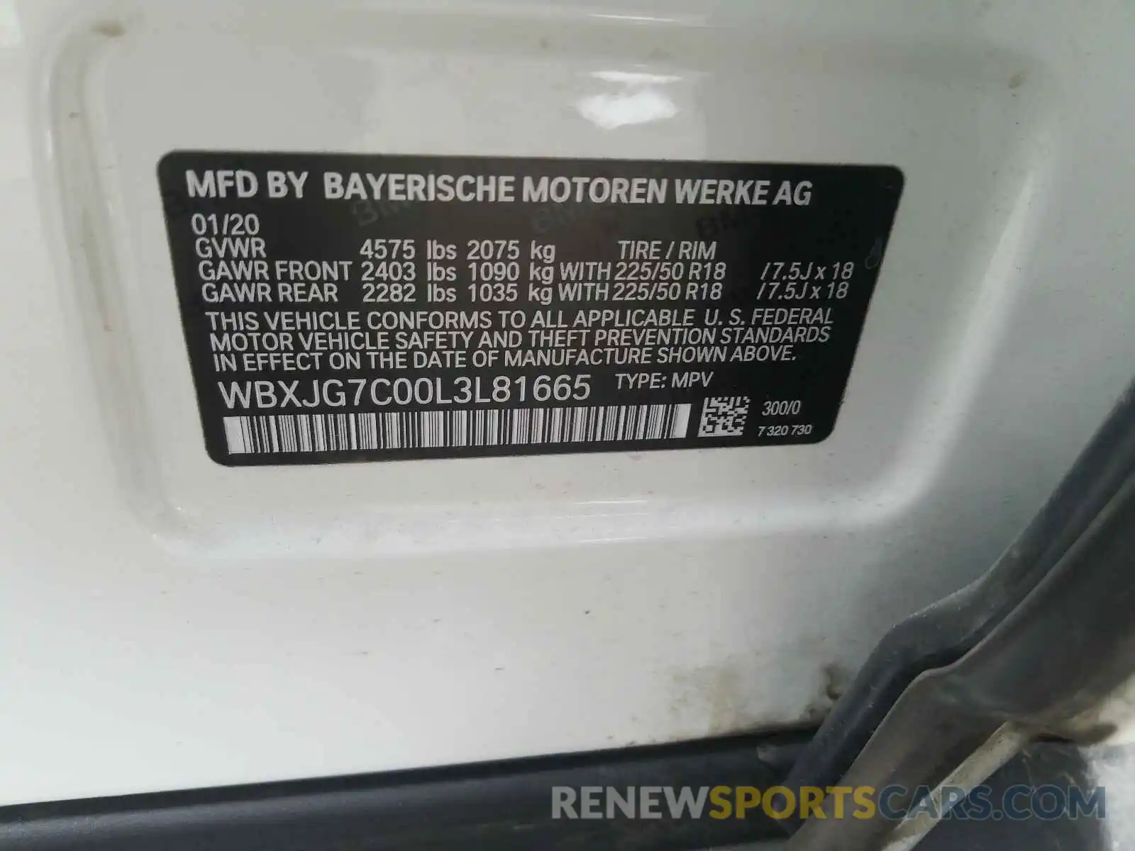 10 Photograph of a damaged car WBXJG7C00L3L81665 BMW X1 2020