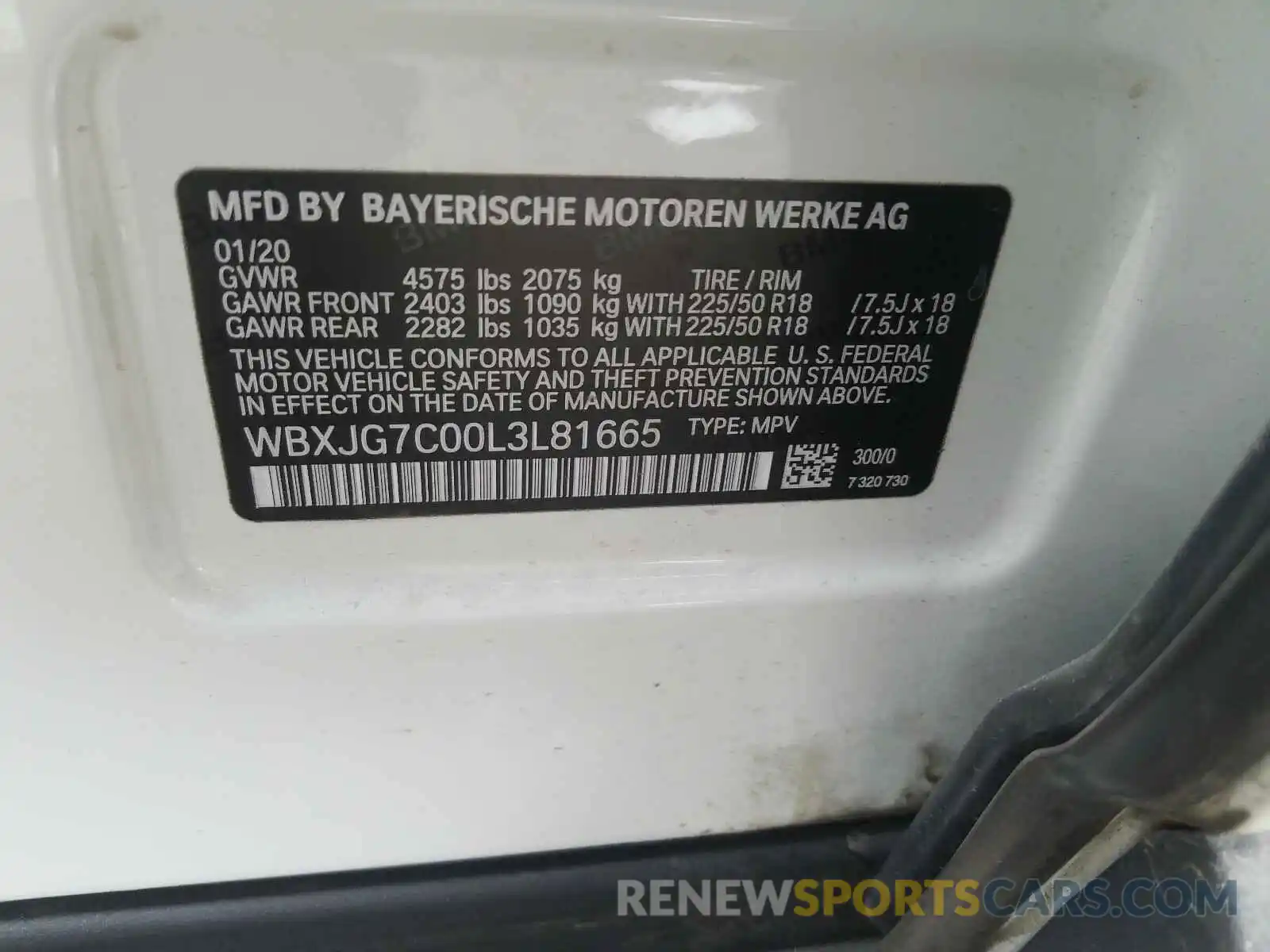 10 Фотография поврежденного автомобиля WBXJG7C00L3L81665 BMW X1 2020