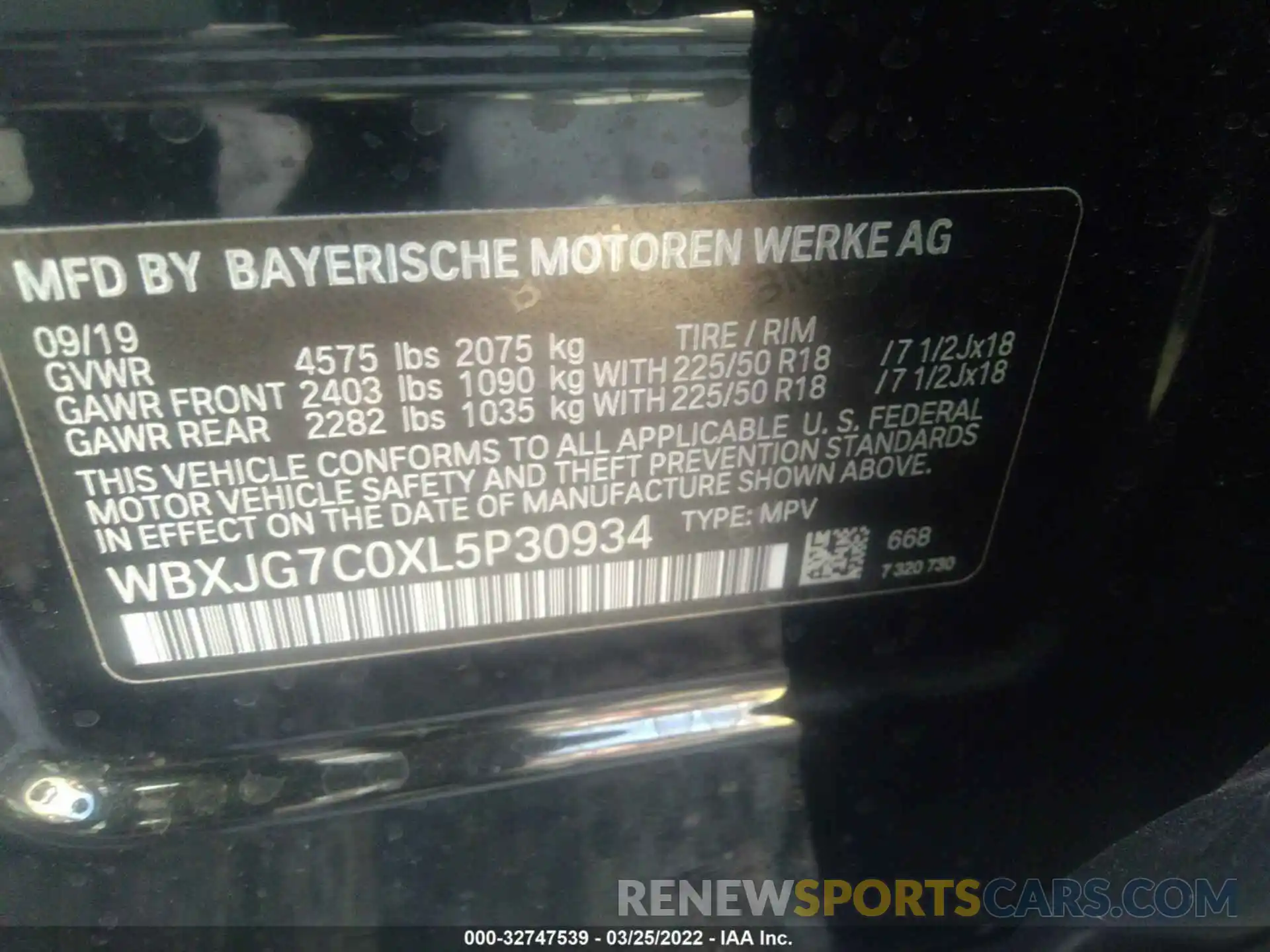 9 Фотография поврежденного автомобиля WBXJG7C0XL5P30934 BMW X1 2020