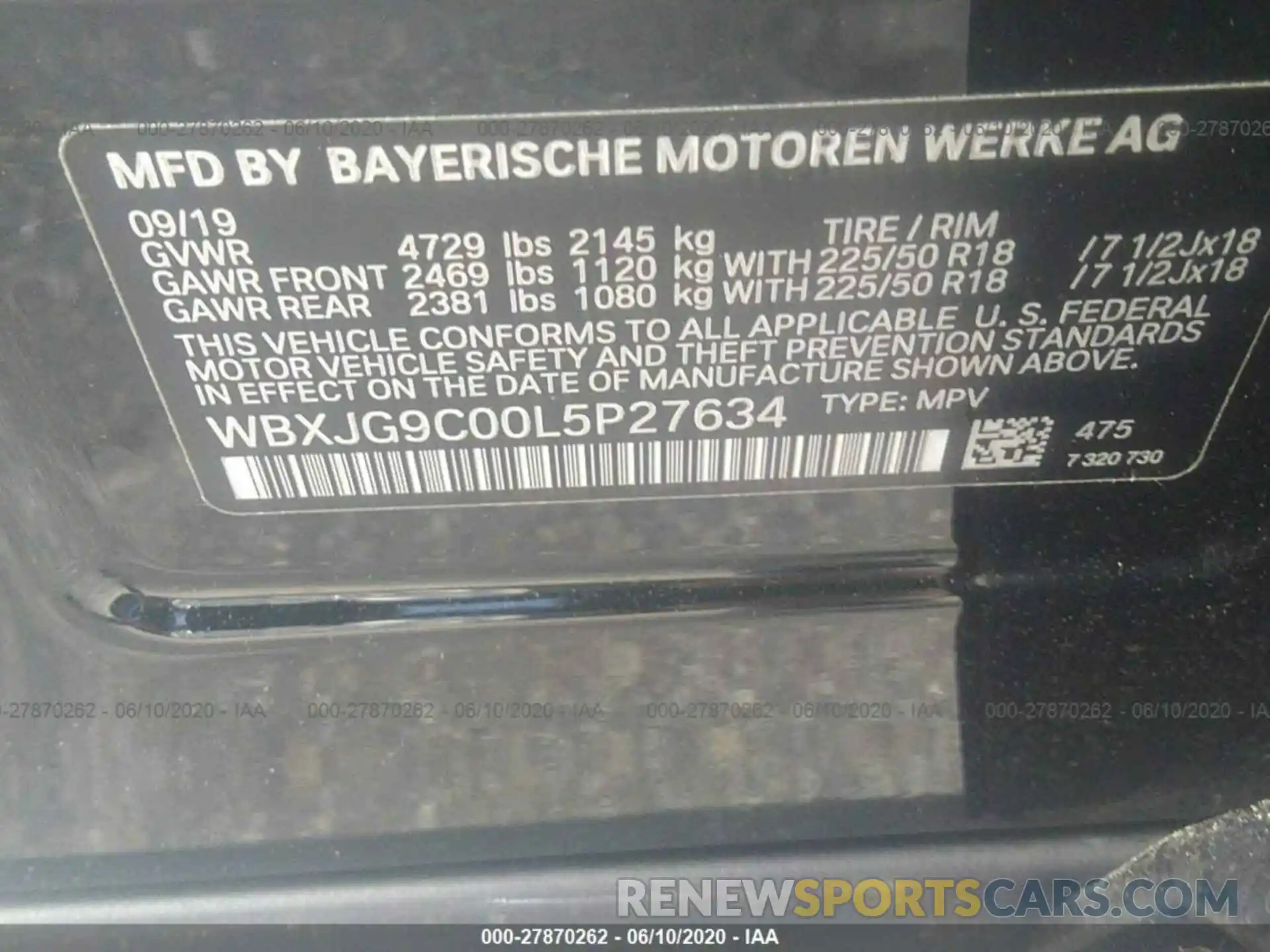 9 Фотография поврежденного автомобиля WBXJG9C00L5P27634 BMW X1 2020