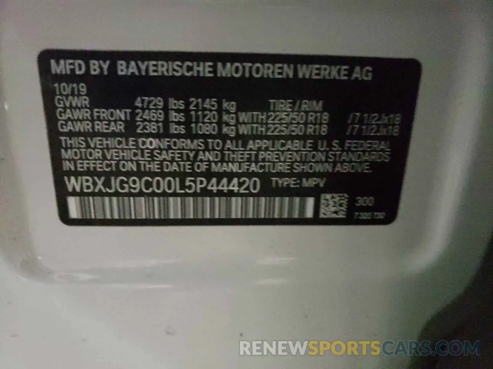 10 Photograph of a damaged car WBXJG9C00L5P44420 BMW X1 2020