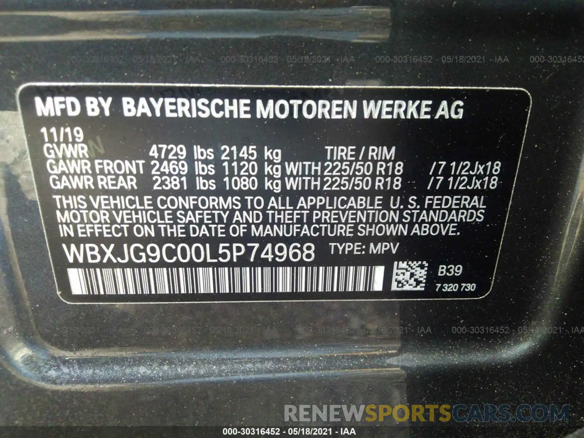 9 Photograph of a damaged car WBXJG9C00L5P74968 BMW X1 2020