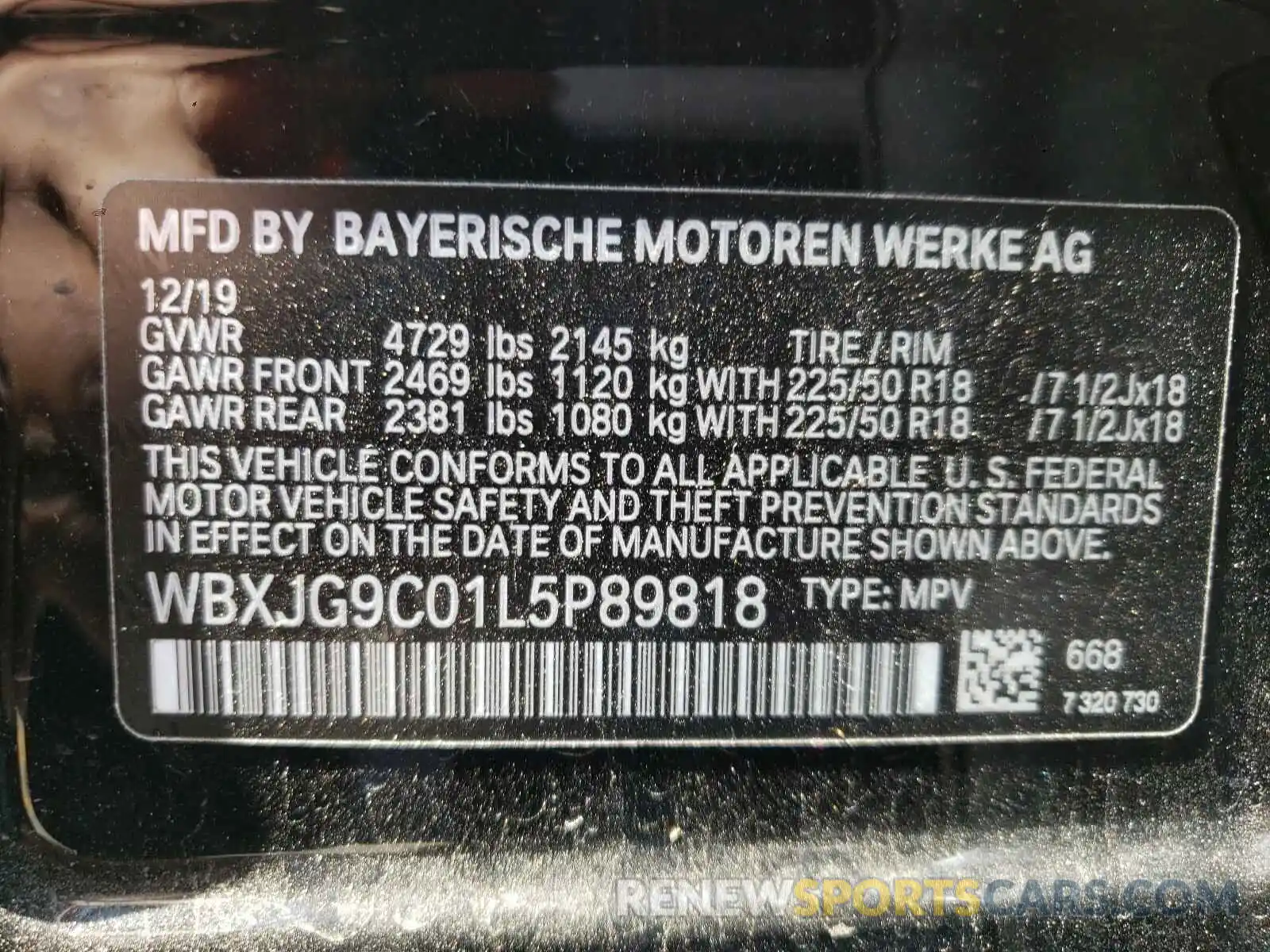 10 Photograph of a damaged car WBXJG9C01L5P89818 BMW X1 2020