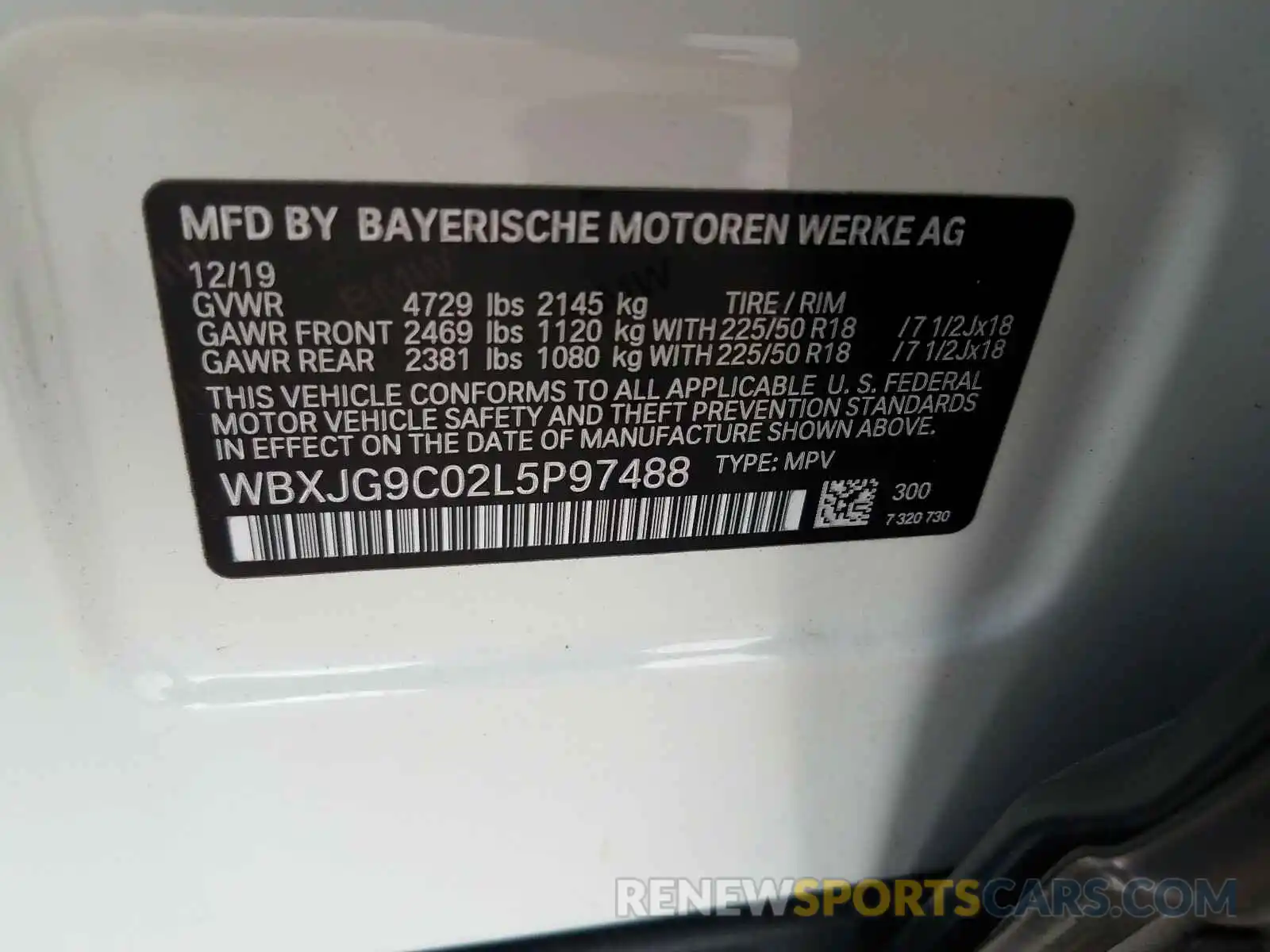 10 Photograph of a damaged car WBXJG9C02L5P97488 BMW X1 2020