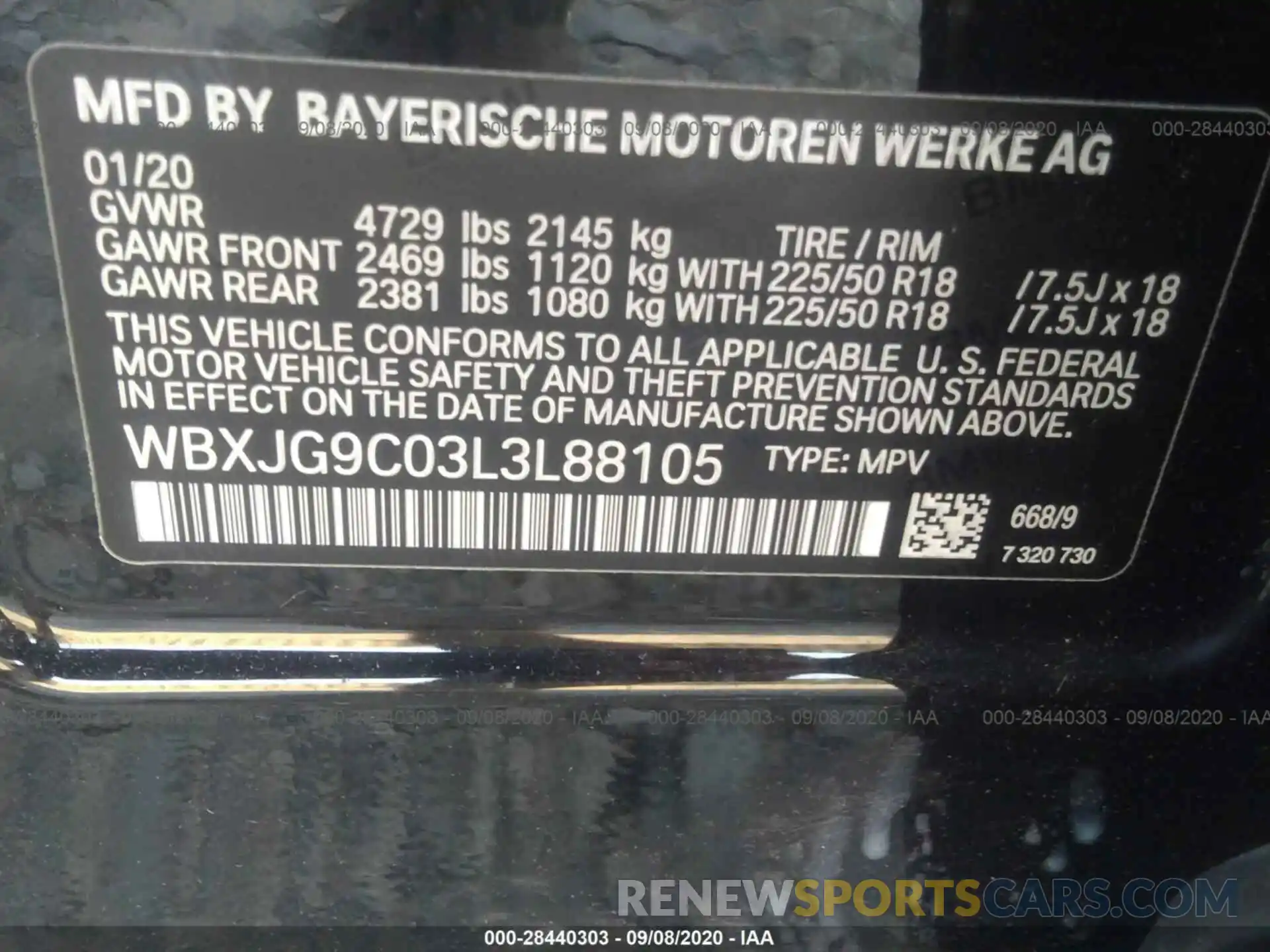 9 Photograph of a damaged car WBXJG9C03L3L88105 BMW X1 2020