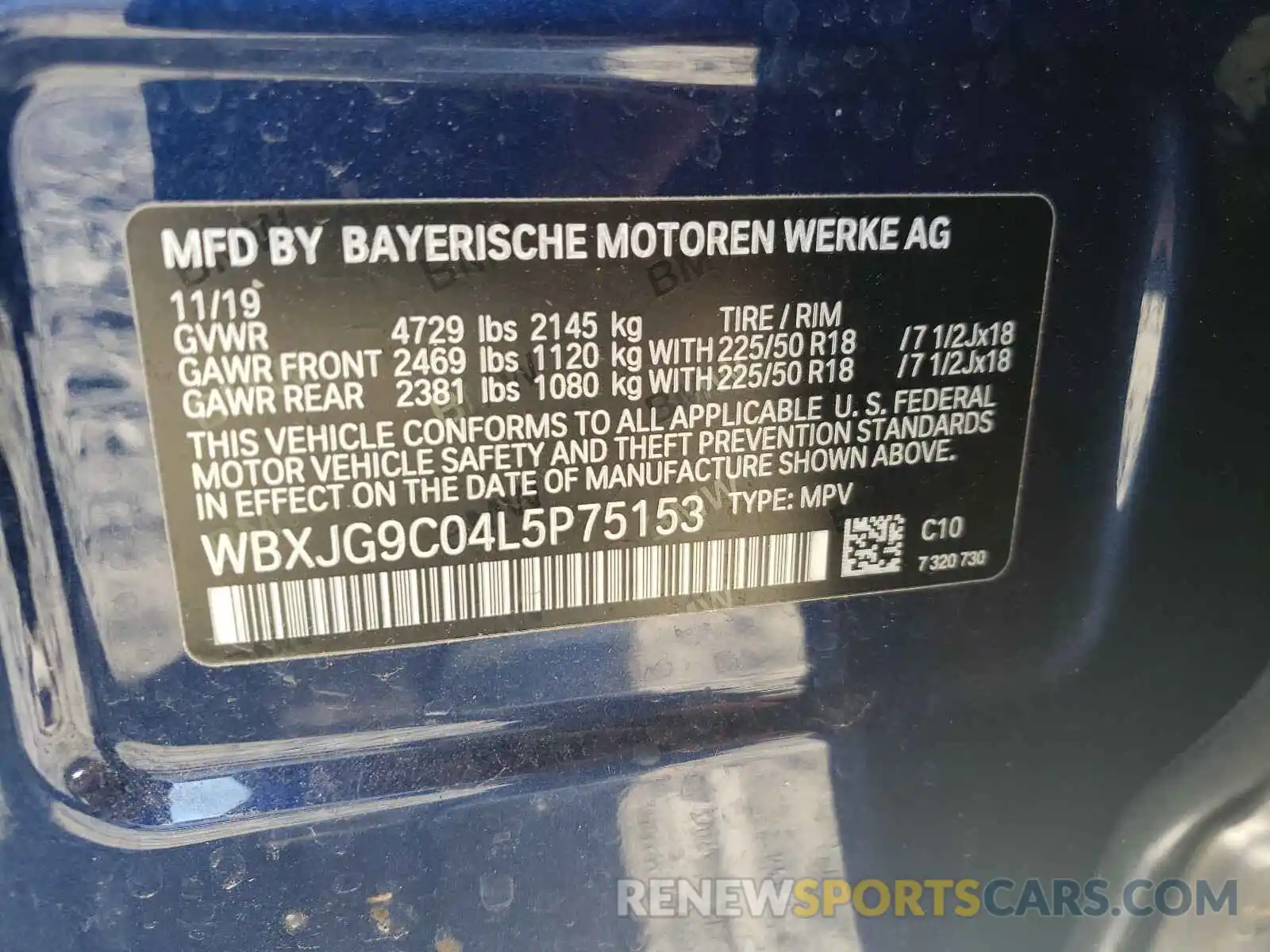 10 Photograph of a damaged car WBXJG9C04L5P75153 BMW X1 2020