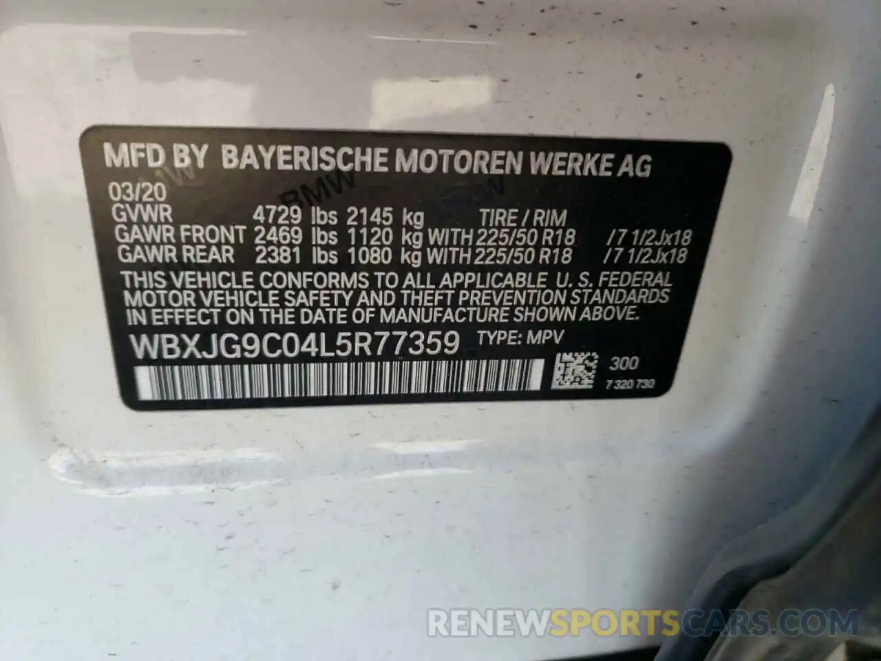 10 Фотография поврежденного автомобиля WBXJG9C04L5R77359 BMW X1 2020