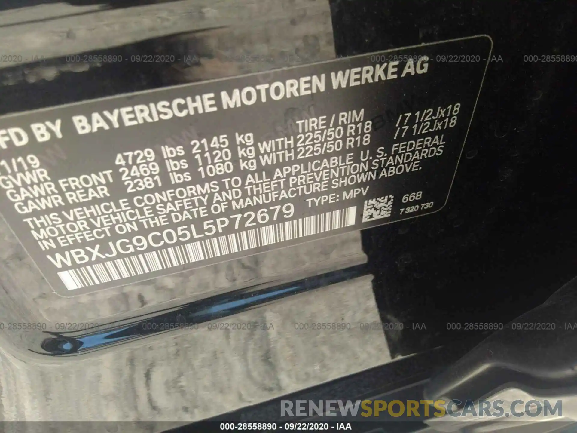 9 Photograph of a damaged car WBXJG9C05L5P72679 BMW X1 2020