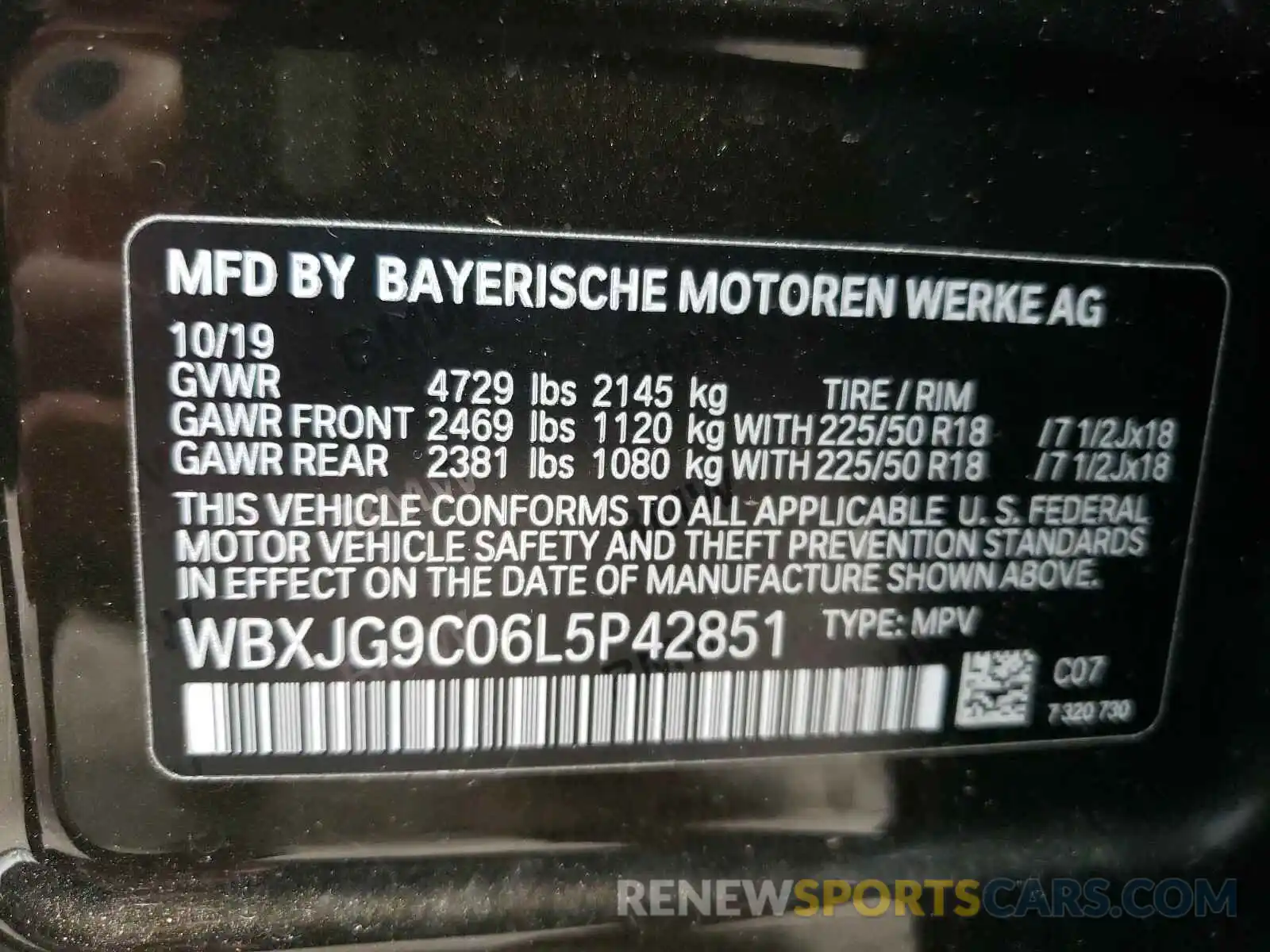 10 Photograph of a damaged car WBXJG9C06L5P42851 BMW X1 2020