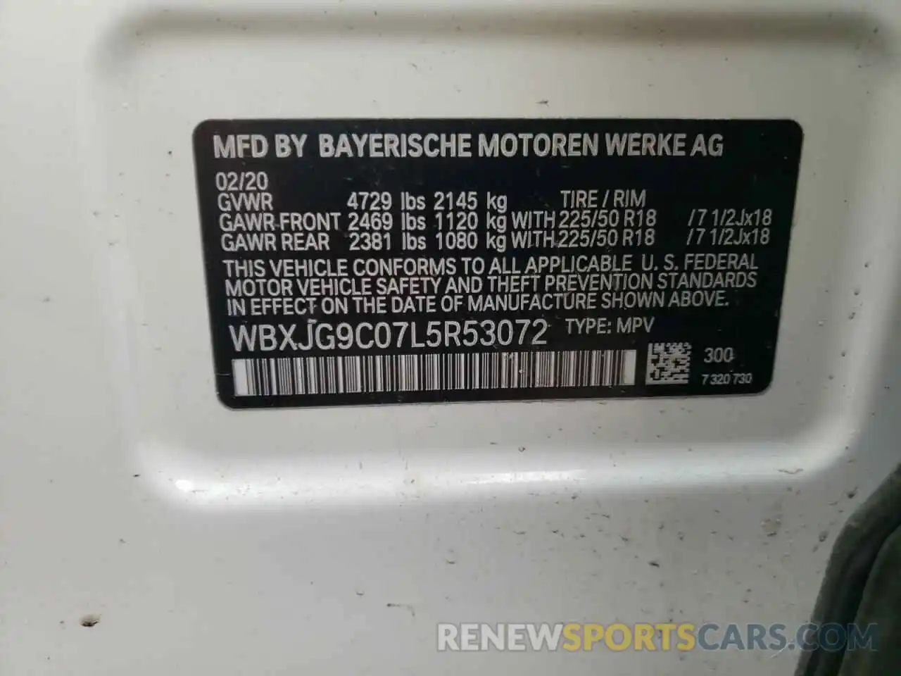 10 Фотография поврежденного автомобиля WBXJG9C07L5R53072 BMW X1 2020