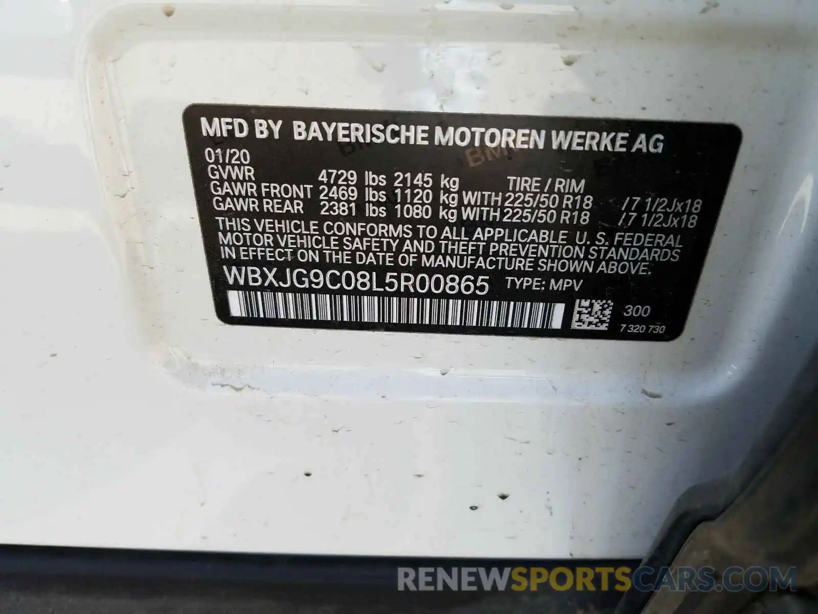 10 Фотография поврежденного автомобиля WBXJG9C08L5R00865 BMW X1 2020