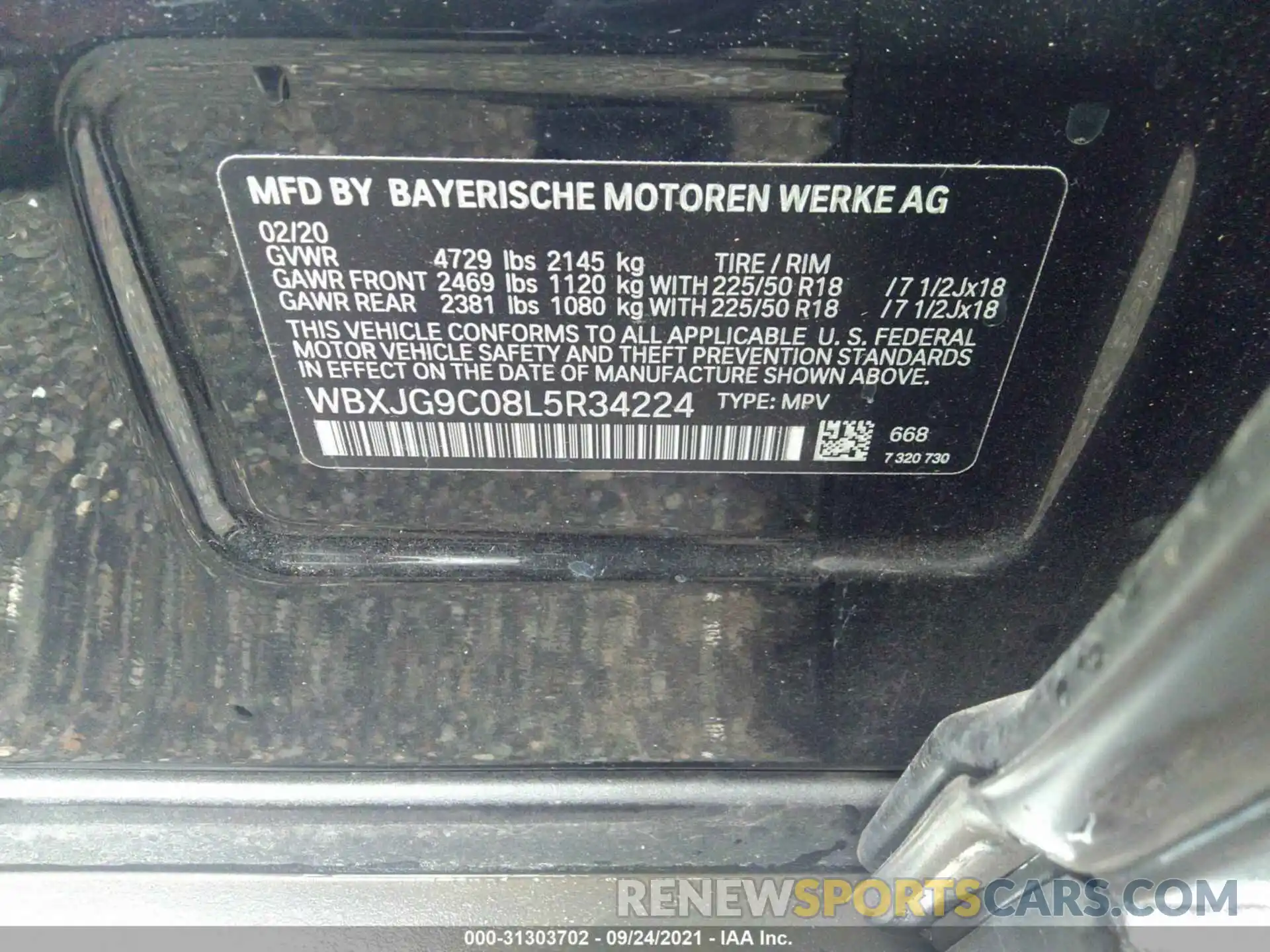 9 Фотография поврежденного автомобиля WBXJG9C08L5R34224 BMW X1 2020