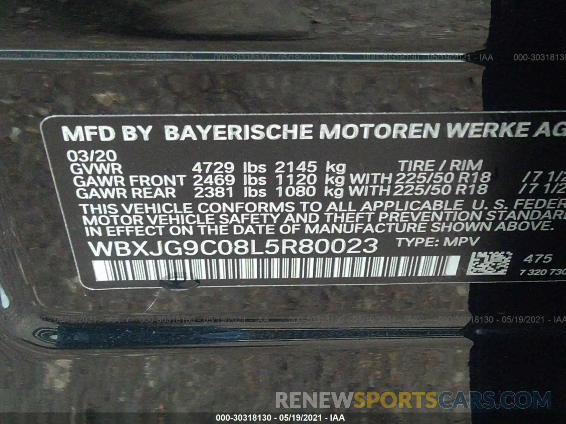 9 Фотография поврежденного автомобиля WBXJG9C08L5R80023 BMW X1 2020