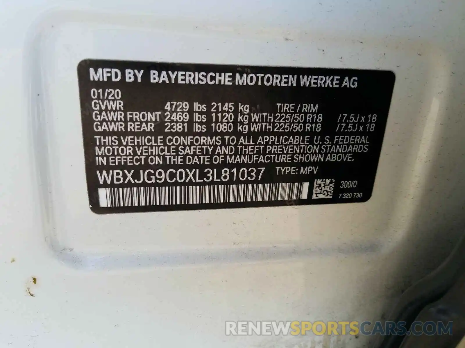 10 Photograph of a damaged car WBXJG9C0XL3L81037 BMW X1 2020