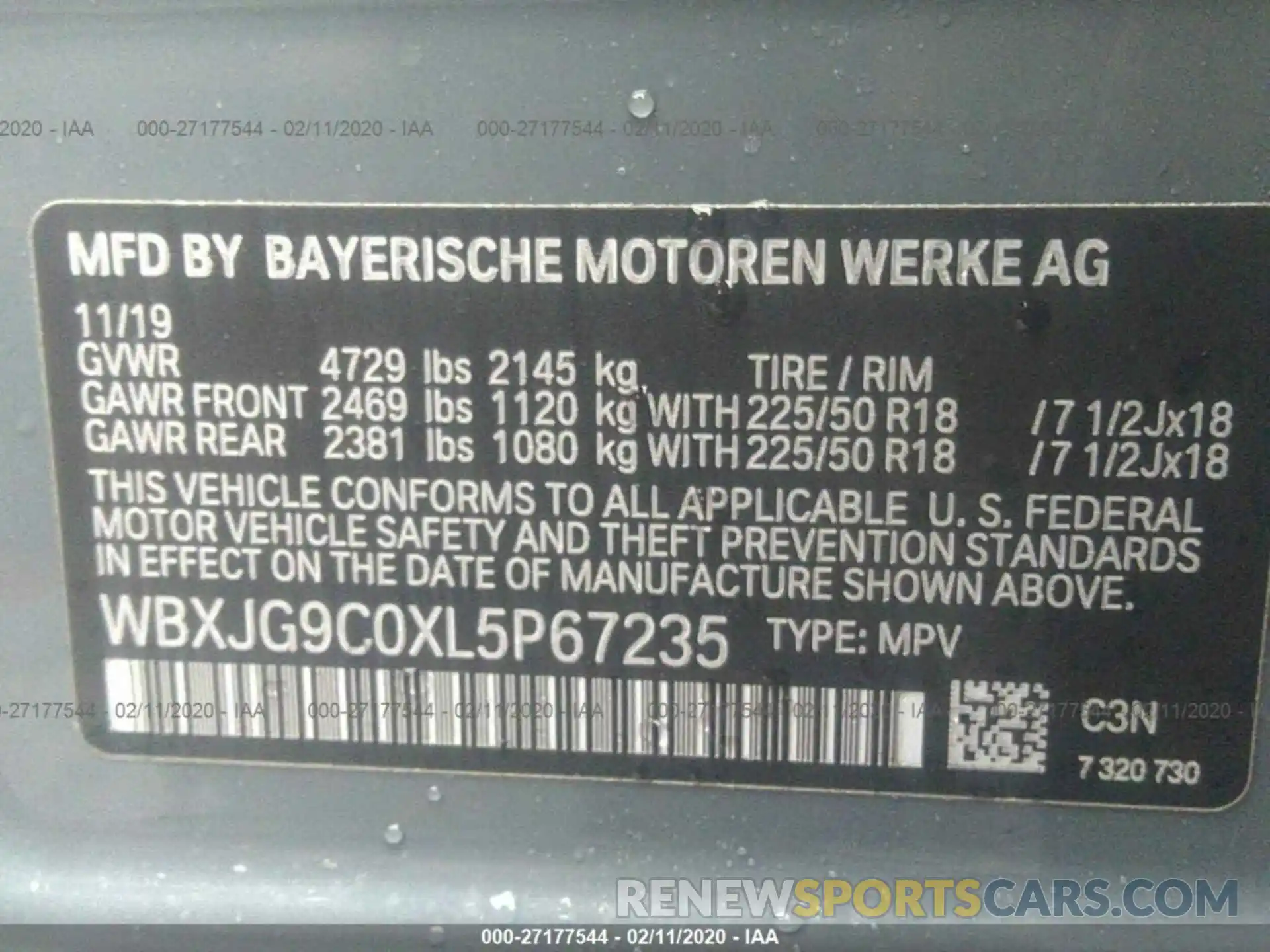 9 Photograph of a damaged car WBXJG9C0XL5P67235 BMW X1 2020
