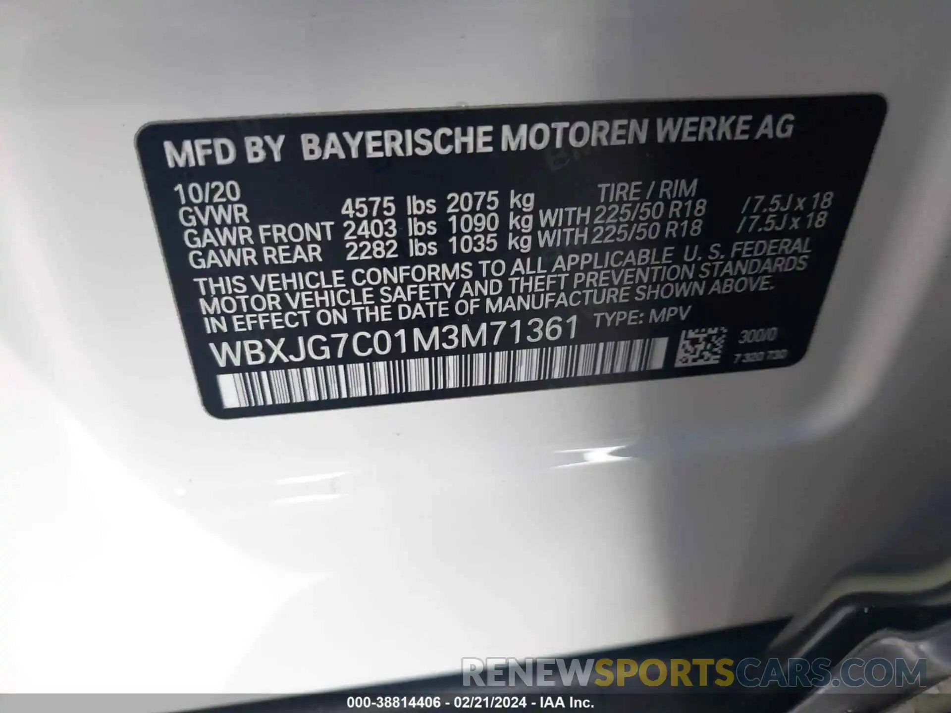 9 Фотография поврежденного автомобиля WBXJG7C01M3M71361 BMW X1 2021