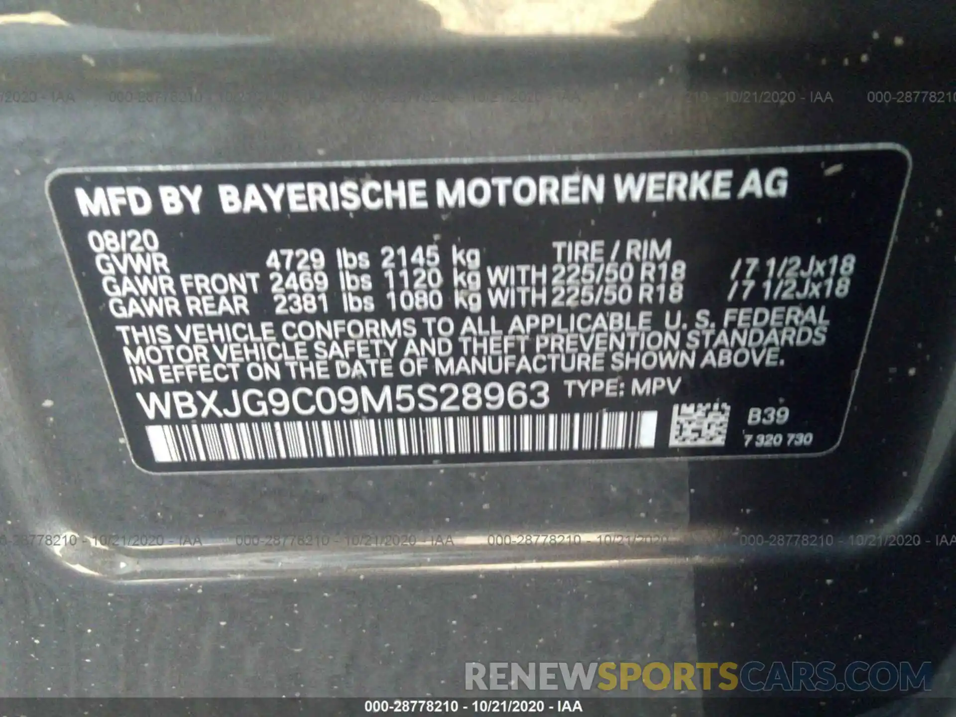 9 Photograph of a damaged car WBXJG9C09M5S28963 BMW X1 2021
