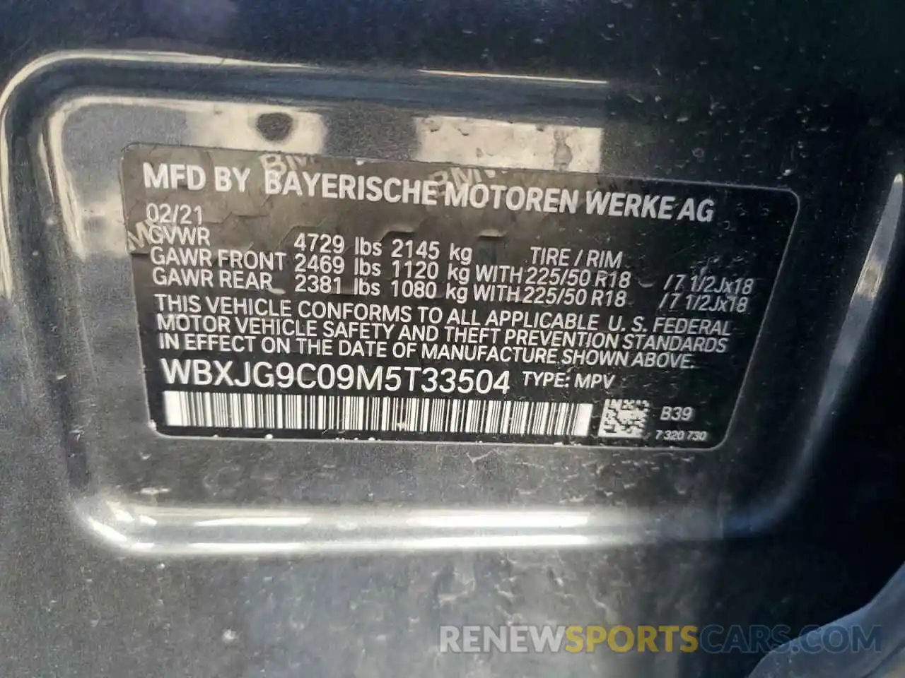 13 Photograph of a damaged car WBXJG9C09M5T33504 BMW X1 2021