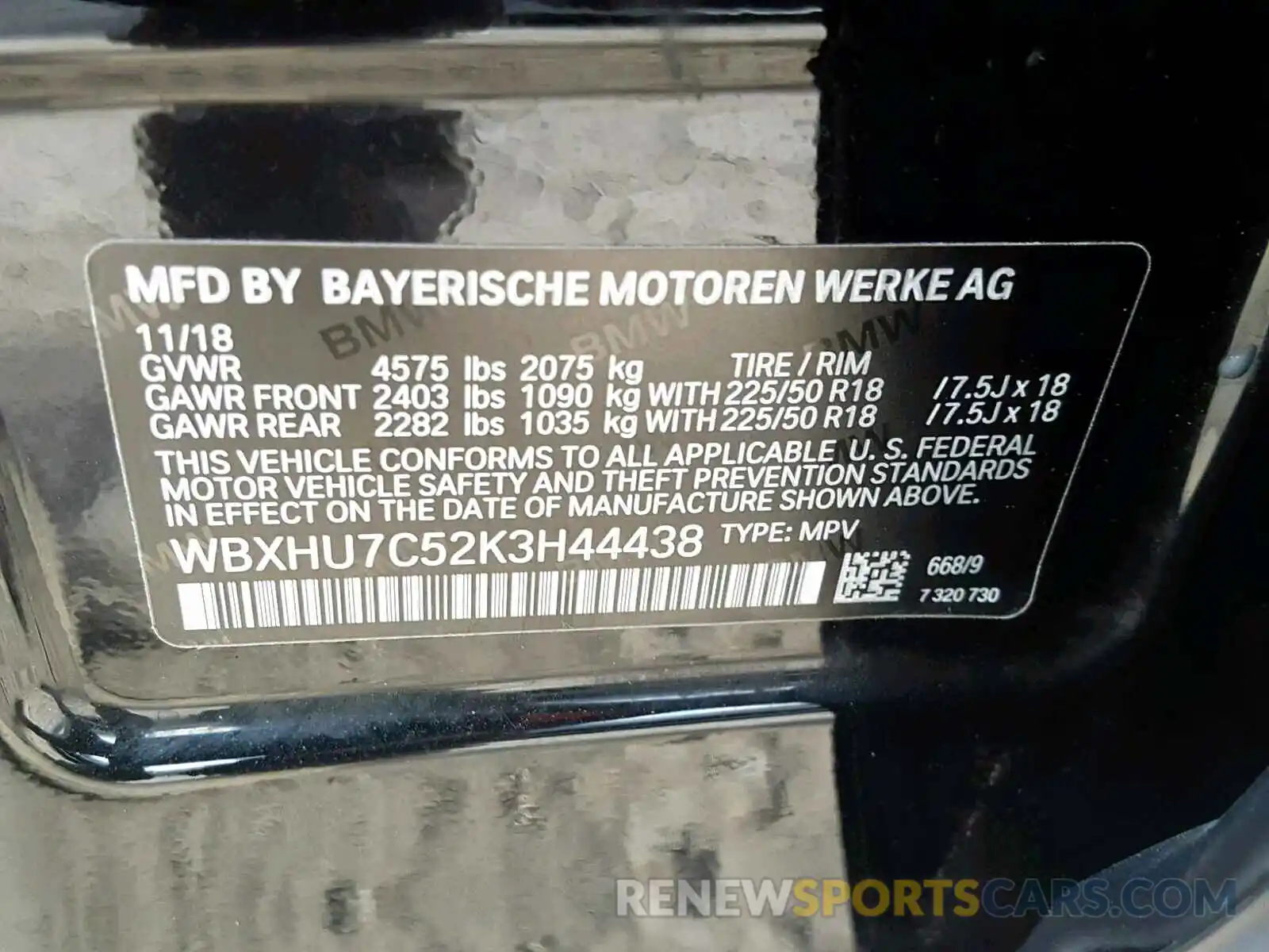 10 Photograph of a damaged car WBXHU7C52K3H44438 BMW X1 SDRIVE2 2019