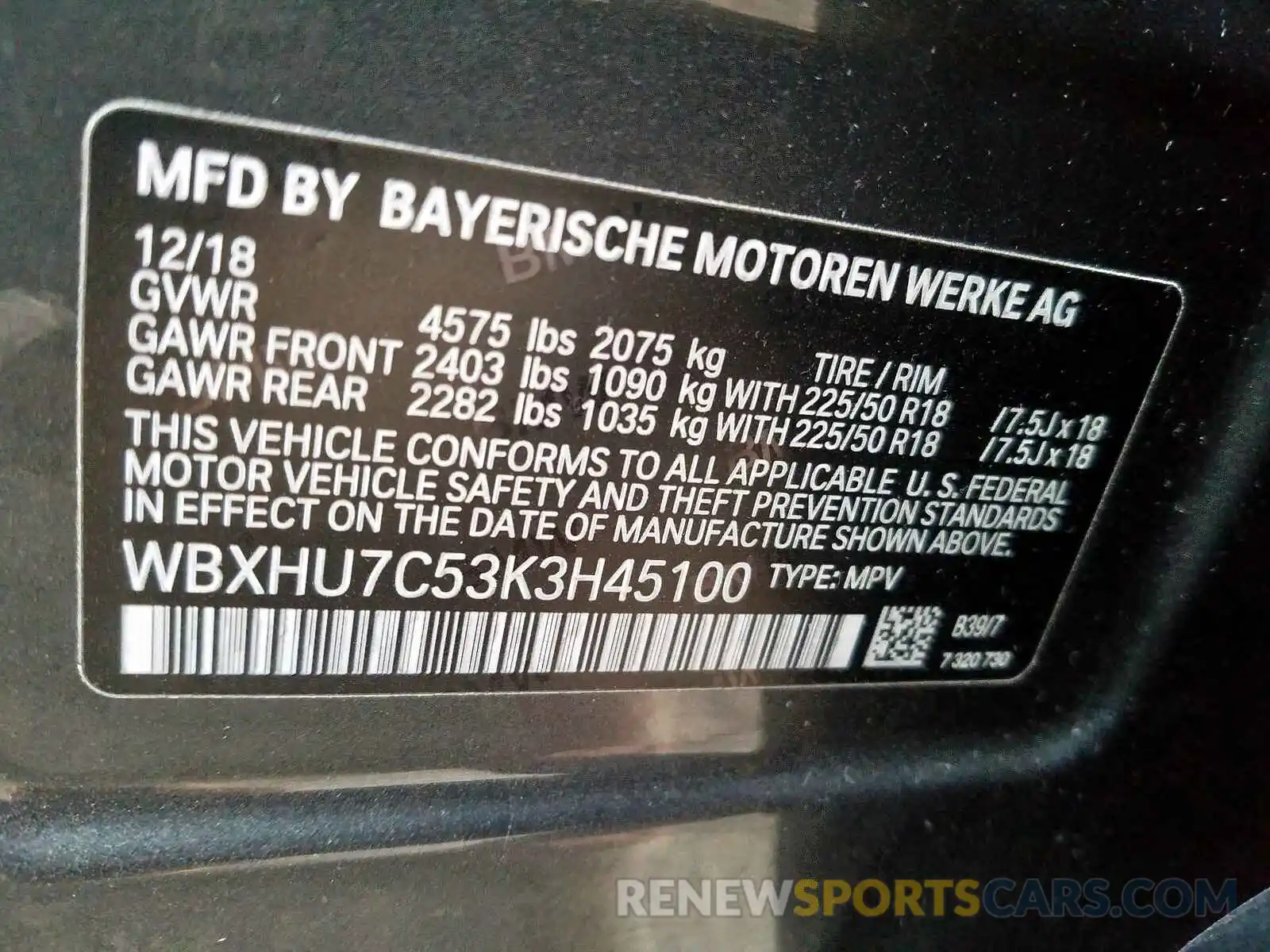 10 Photograph of a damaged car WBXHU7C53K3H45100 BMW X1 SDRIVE2 2019