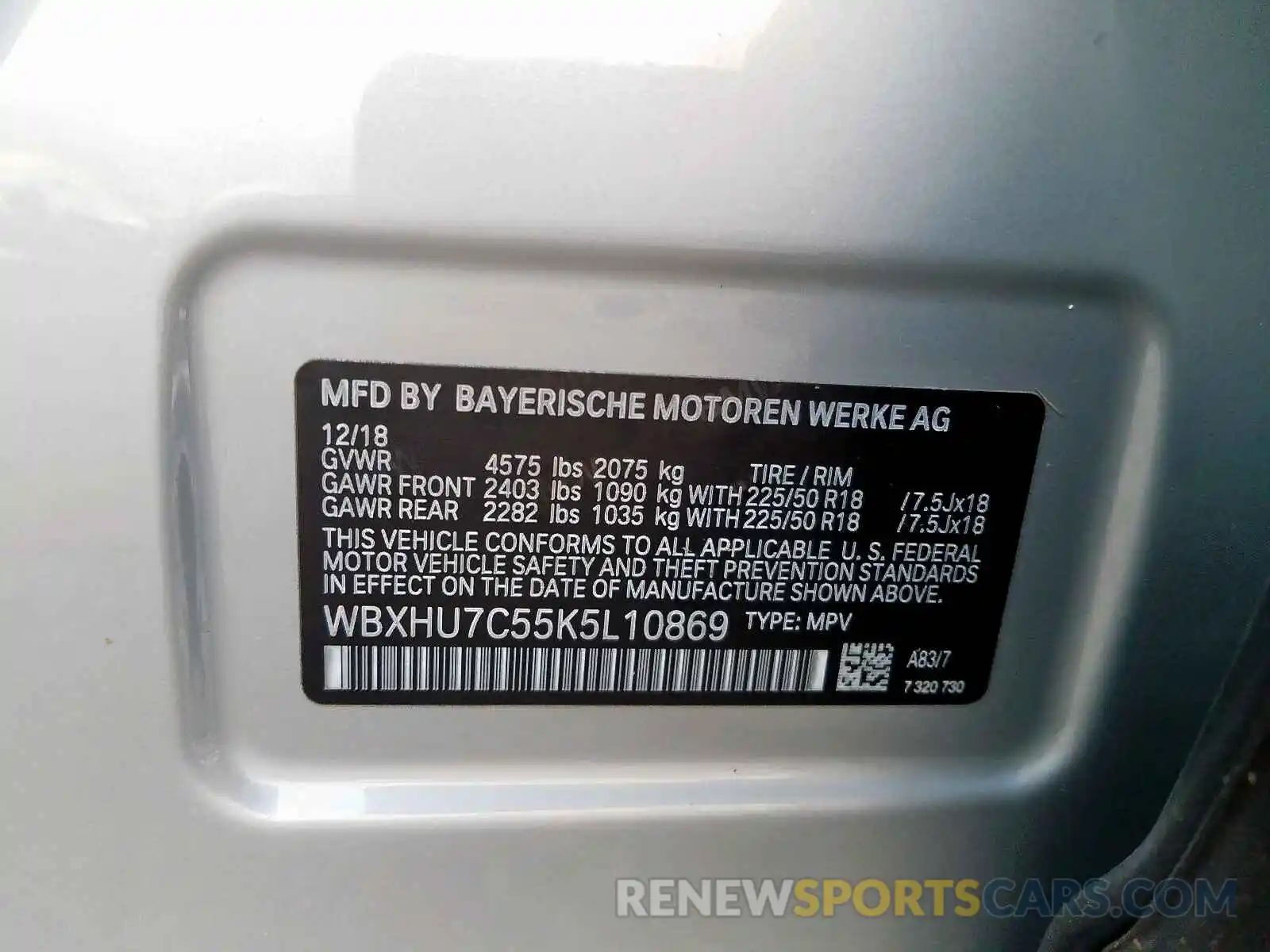 10 Photograph of a damaged car WBXHU7C55K5L10869 BMW X1 SDRIVE2 2019