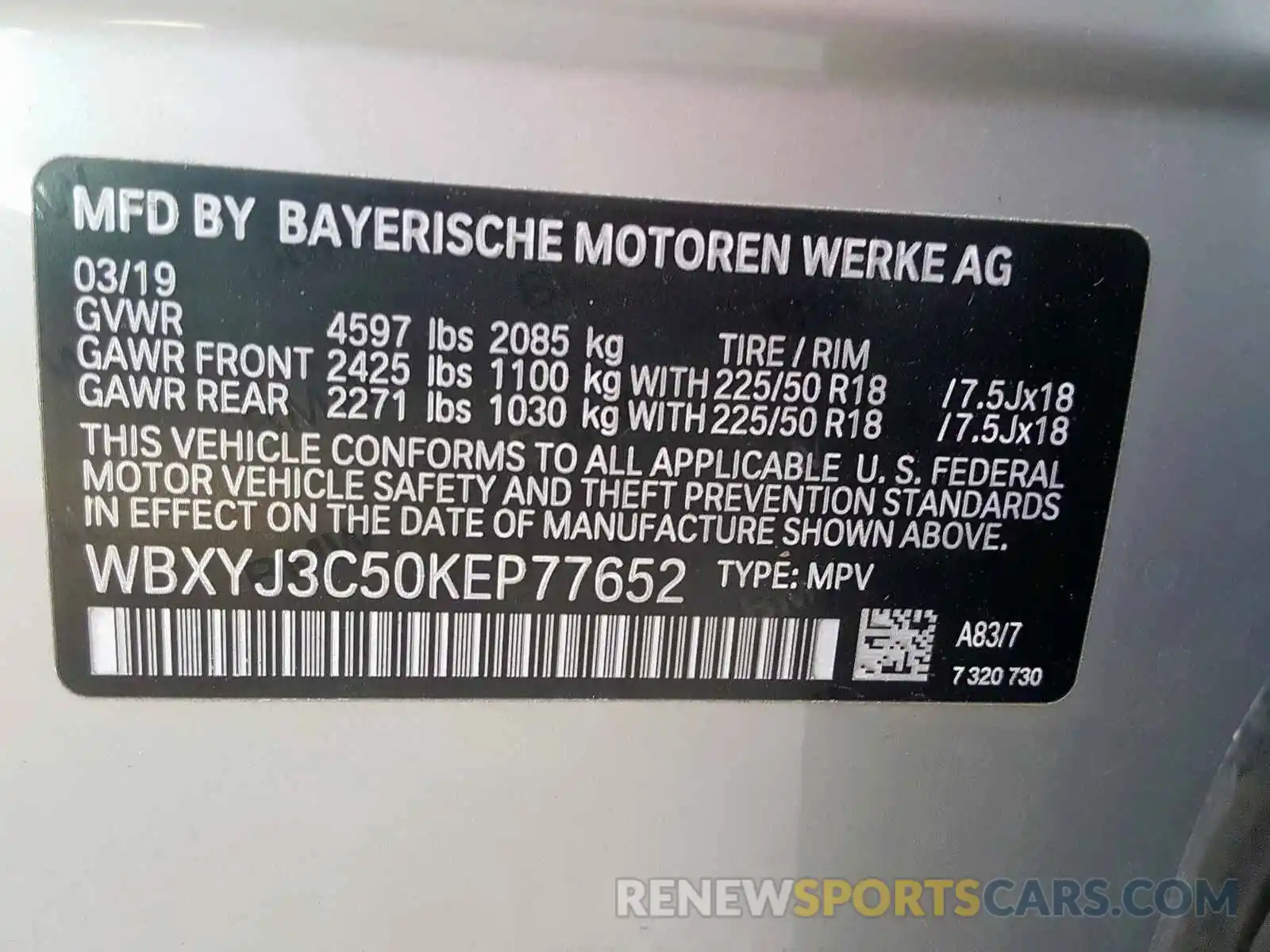 10 Photograph of a damaged car WBXYJ3C50KEP77652 BMW X2 2019