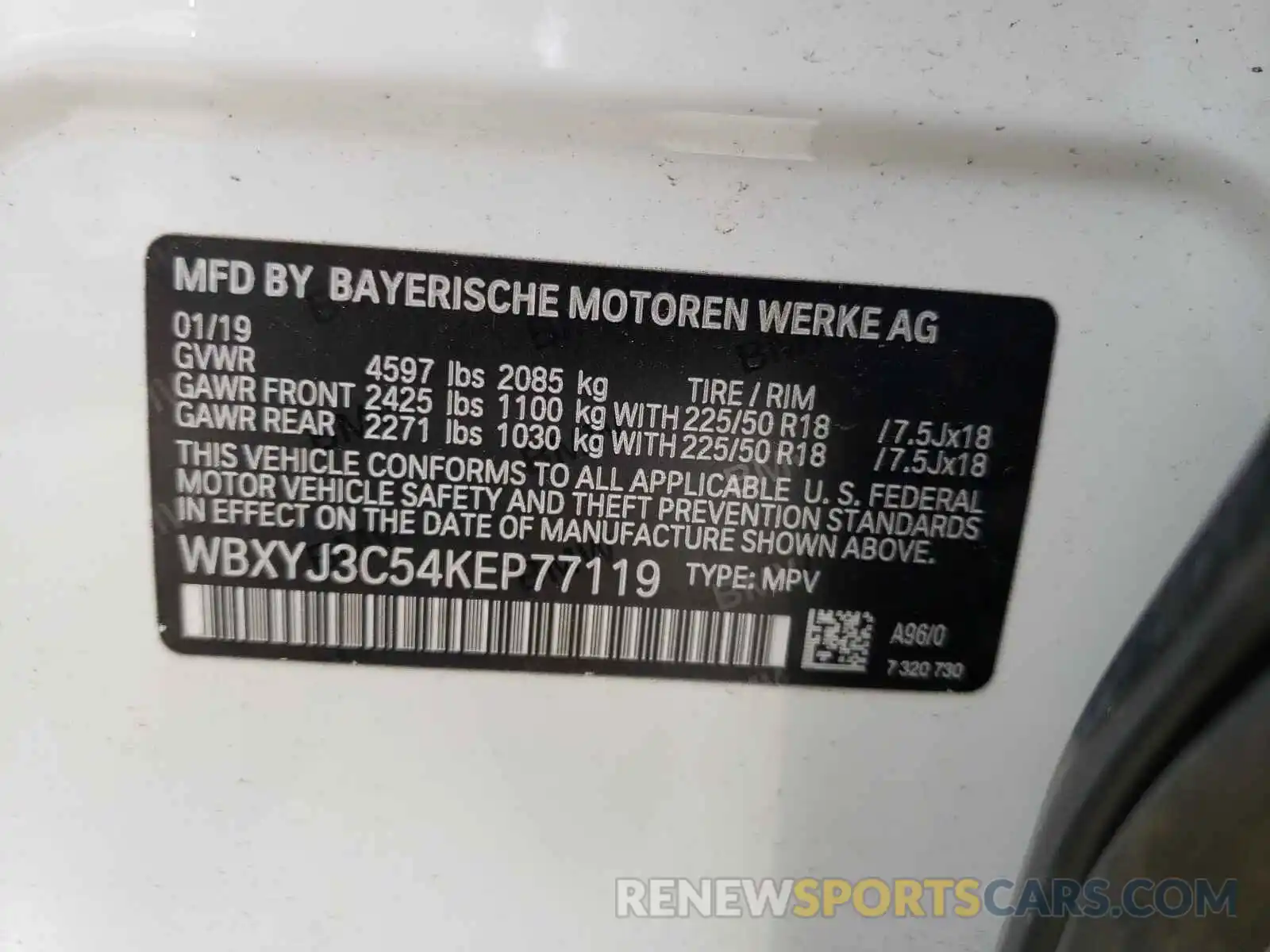 10 Photograph of a damaged car WBXYJ3C54KEP77119 BMW X2 2019