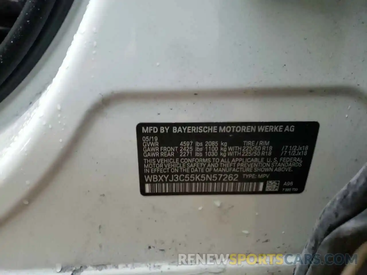 10 Photograph of a damaged car WBXYJ3C55K5N57262 BMW X2 2019