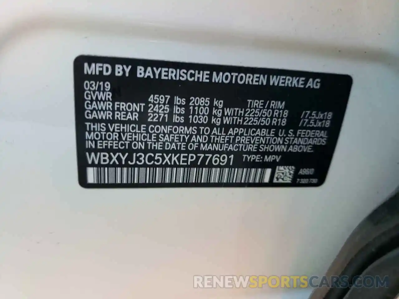 10 Photograph of a damaged car WBXYJ3C5XKEP77691 BMW X2 2019